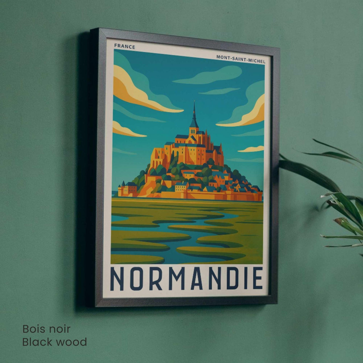 Affiche Mont-Saint-Michel Normandie | Poster Vintage France | Illustration Murale Voyage