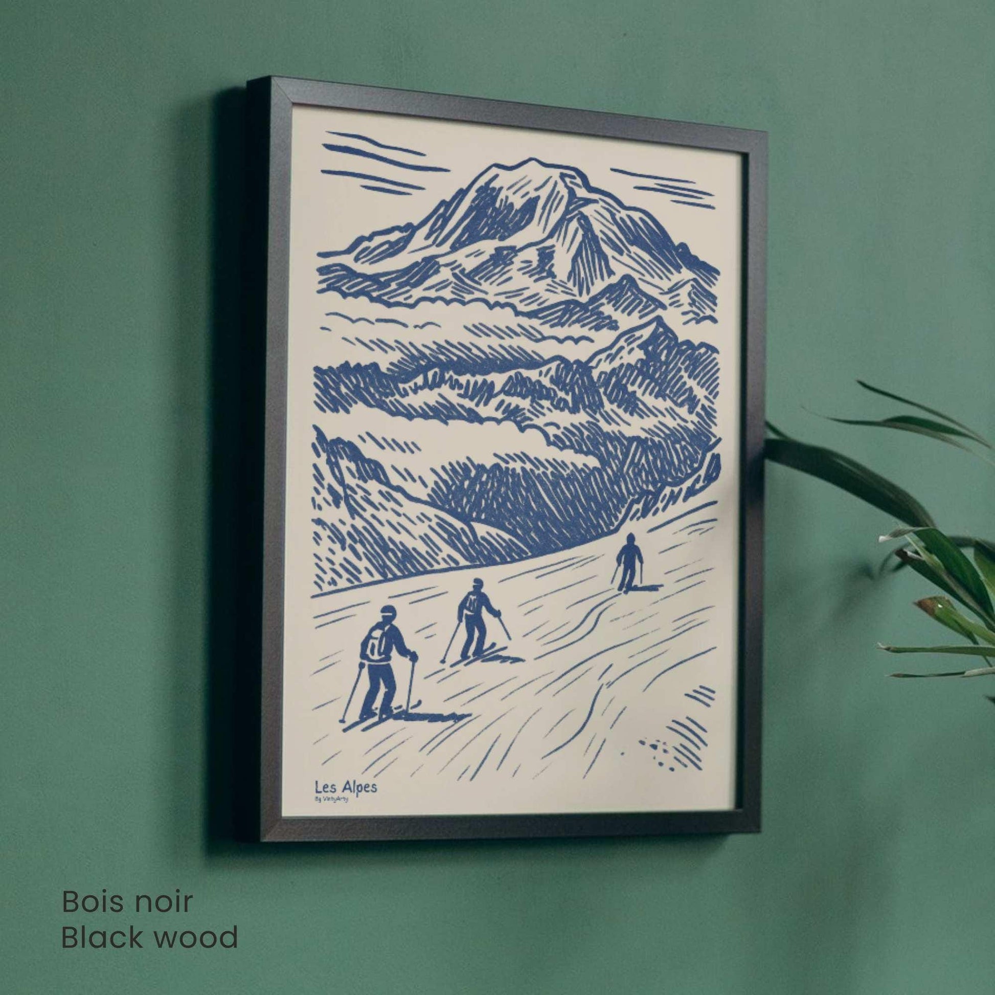 Affiche Les Alpes Ski Vintage | Poster Montagne France | Illustration Murale Sport d’Hiver