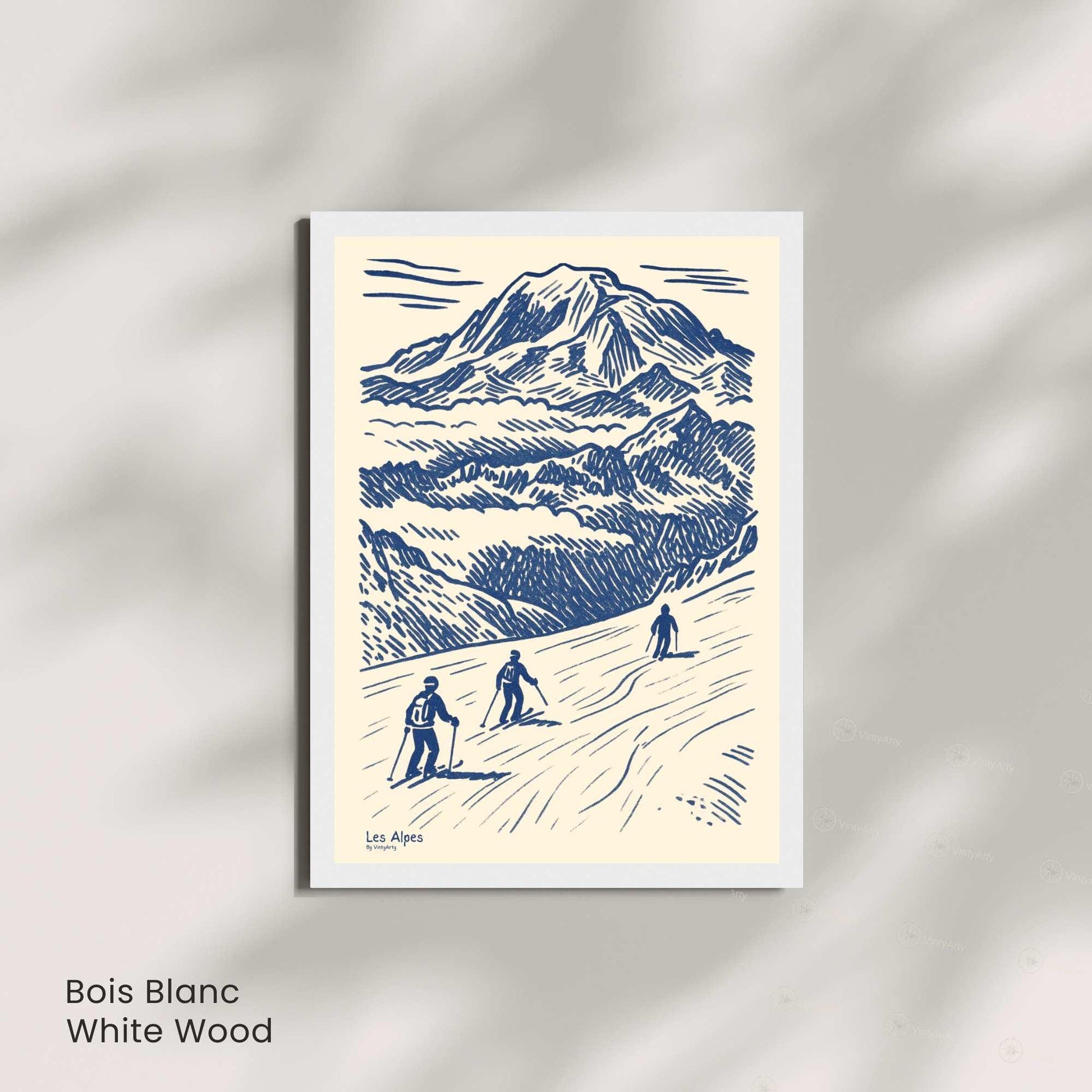 Affiche Les Alpes Ski Vintage | Poster Montagne France | Illustration Murale Sport d’Hiver