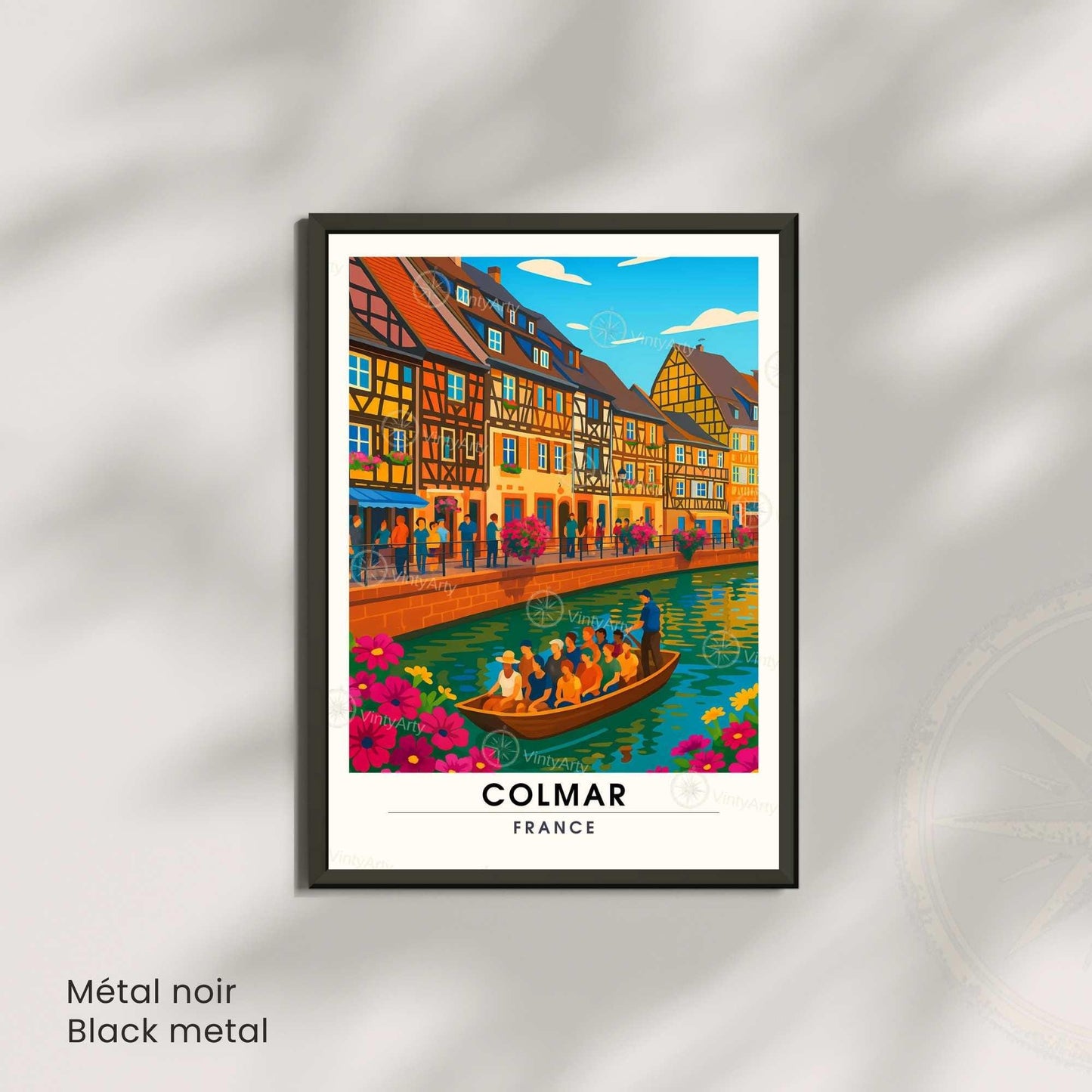 Affiche Colmar France | Poster Voyage Alsace | Décoration Murale Maisons à Colombages