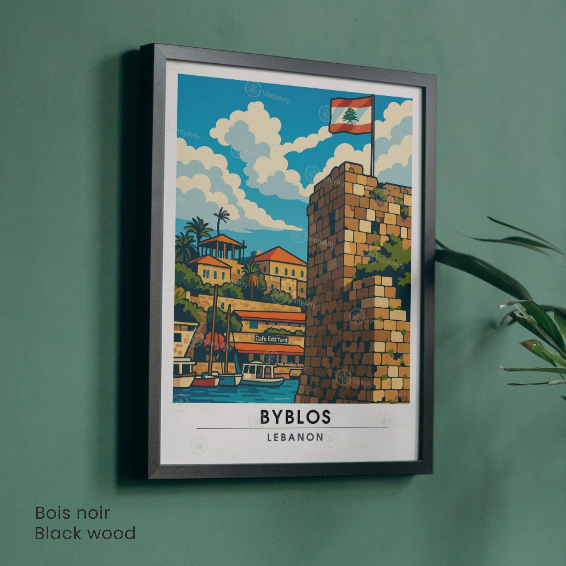 Affiche Byblos Liban | Poster Vintage Voyage | Illustration Port Méditerranéen
