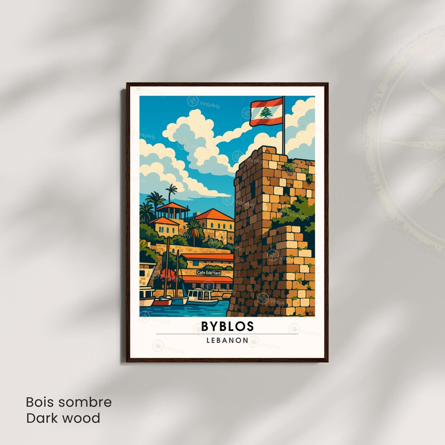 Affiche Byblos Liban | Poster Vintage Voyage | Illustration Port Méditerranéen