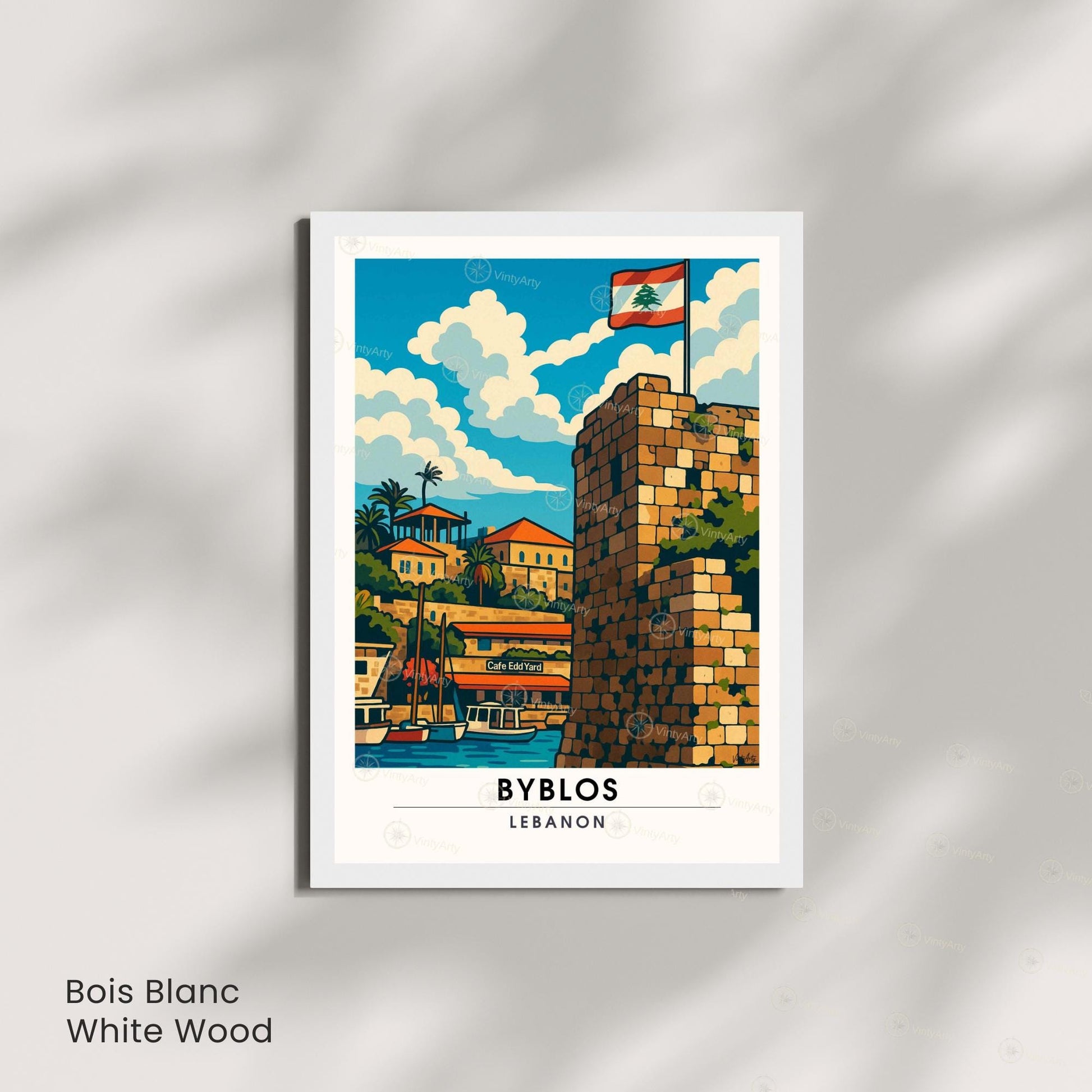 Affiche Byblos Liban | Poster Vintage Voyage | Illustration Port Méditerranéen