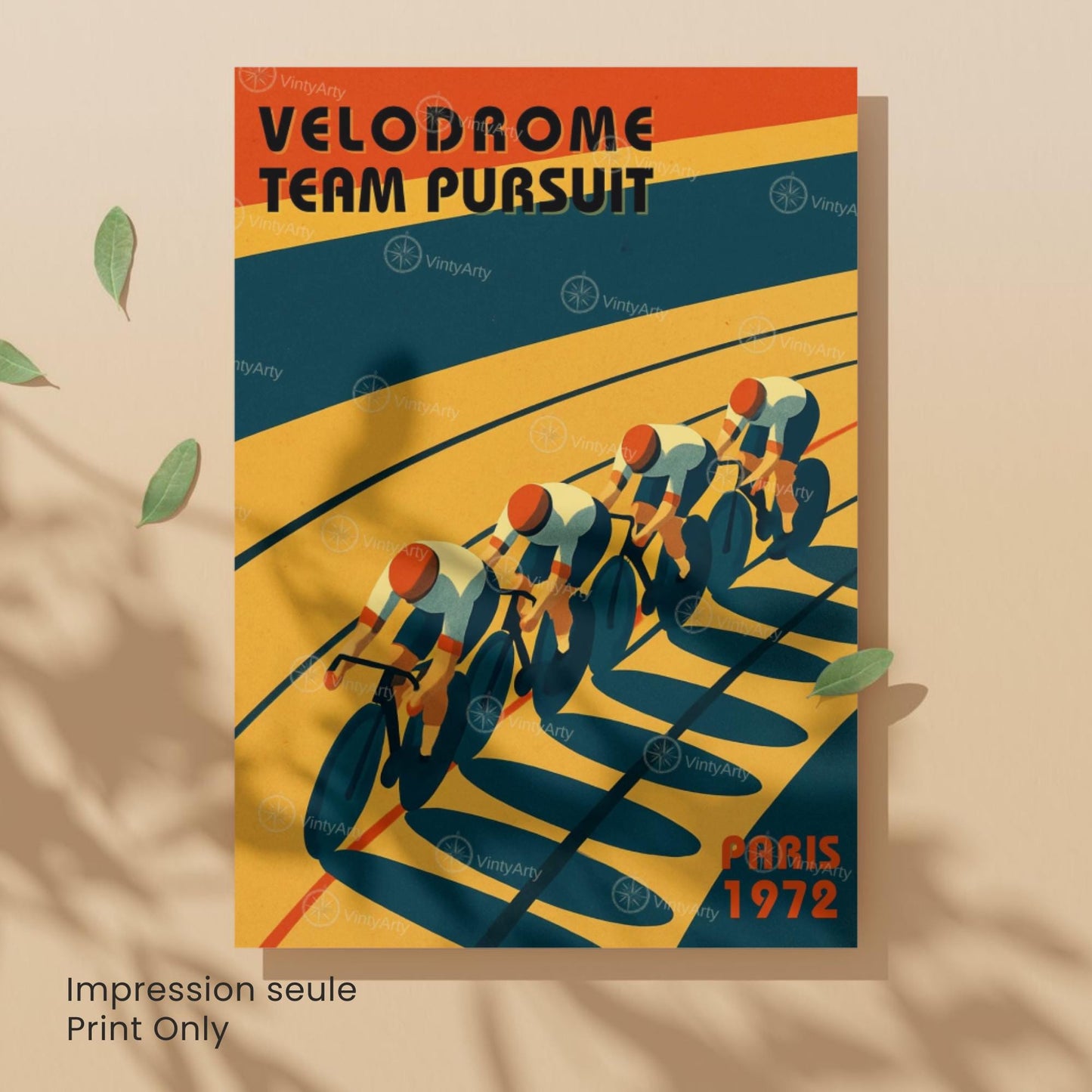 Affiche Cyclisme Vélodrome Paris 1972 | Poster Vintage Vélo | Illustration Sportive