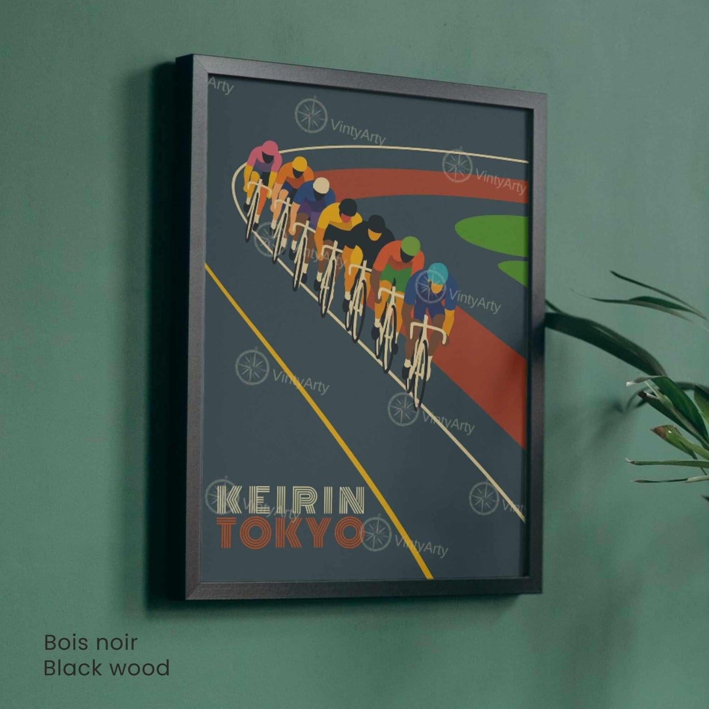 Affiche Cyclisme Keirin Tokyo | Poster Vintage Vélo | Illustration Rétro Piste