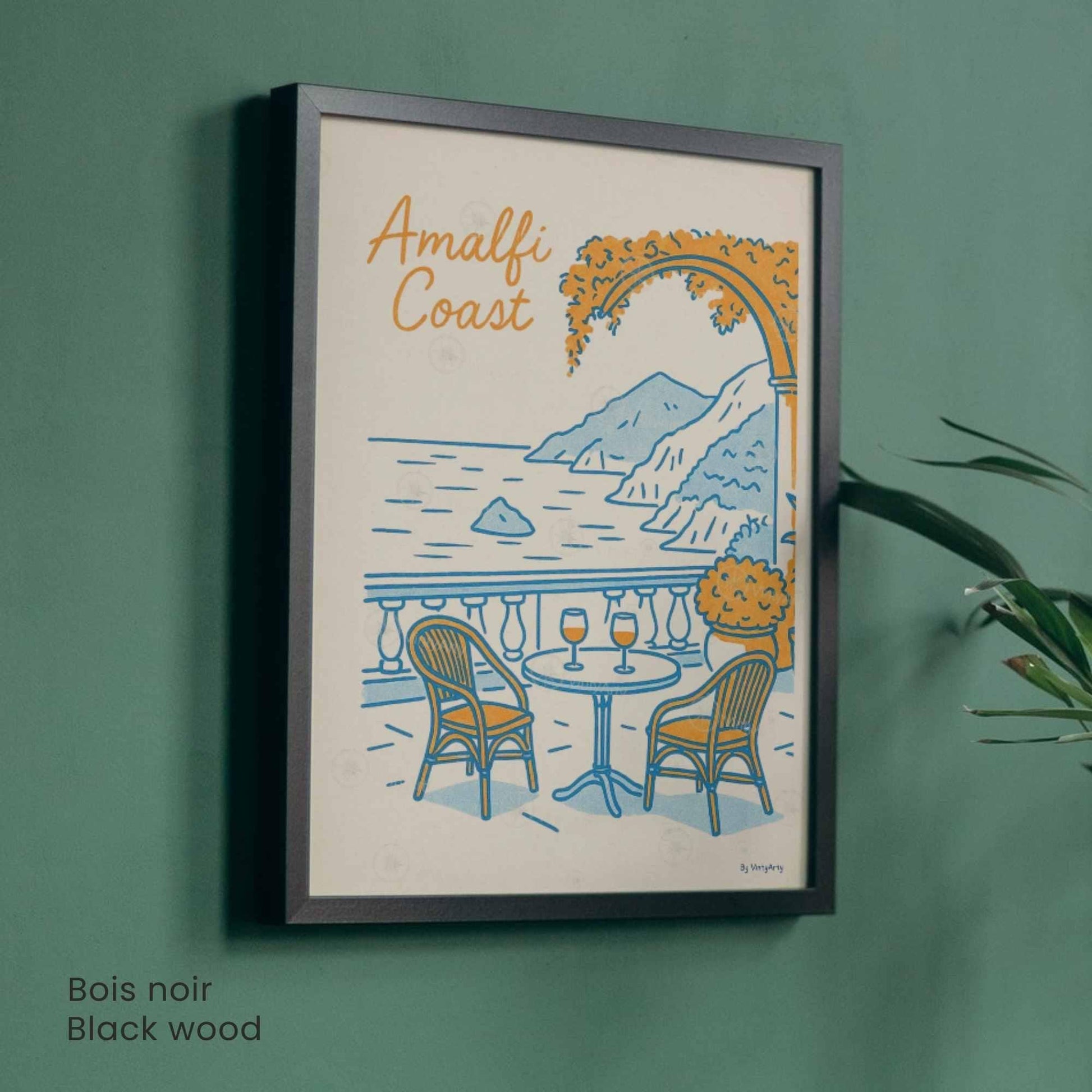 Affiche Côte Amalfitaine | Poster Vintage Italie | Illustration Rétro Amalfi