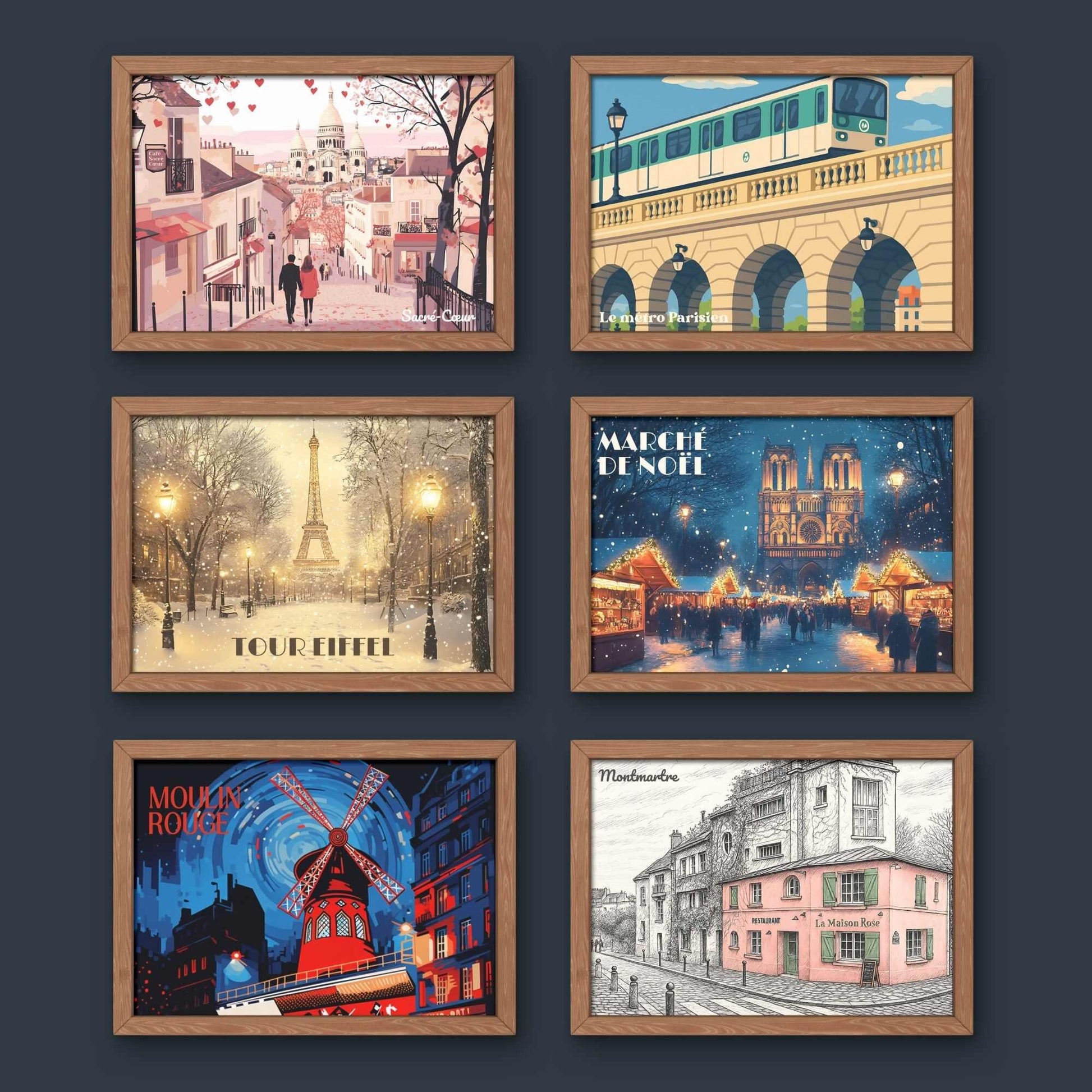 Calendrier mural 2026 Paris | Calendrier Paris, France | Calendrier Réutilisable en affiches déco