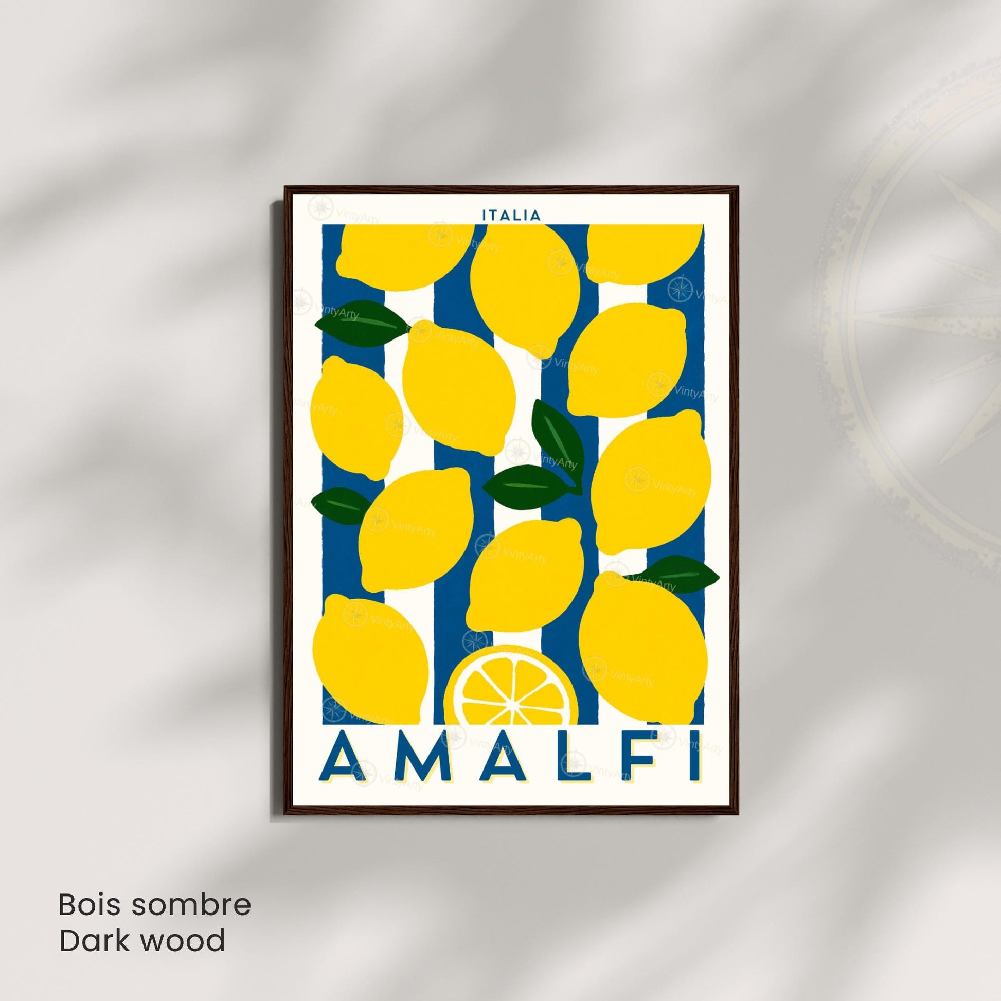Affiche Amalfi – Poster Citrons Italie – Illustration Graphique Méditerranéenne Vintage - Citron d'Amalfi