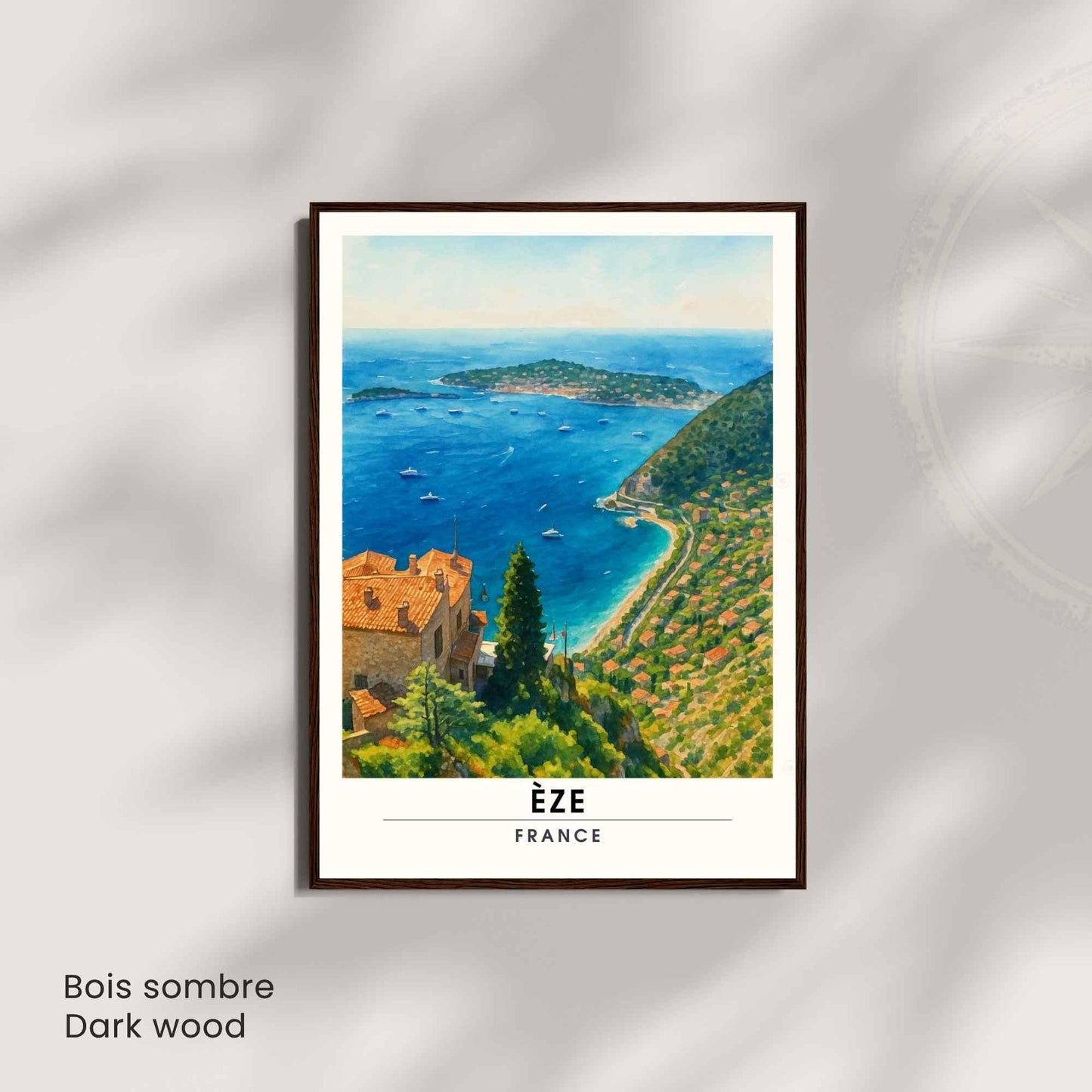 Affiche Èze France – Vue panoramique sur la Méditerranée