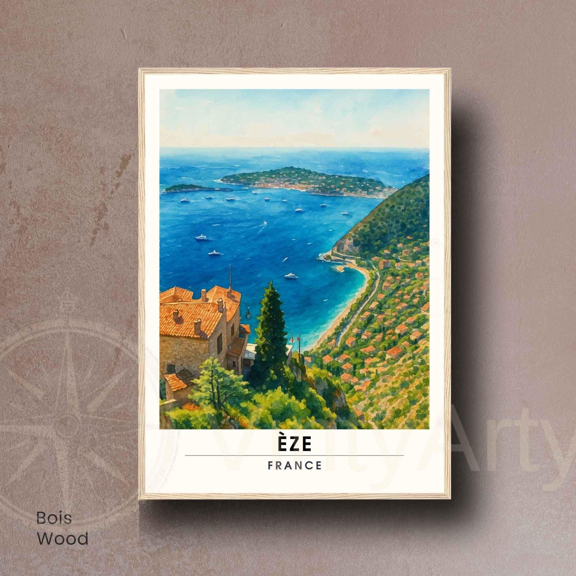 Affiche Èze France – Vue panoramique sur la Méditerranée