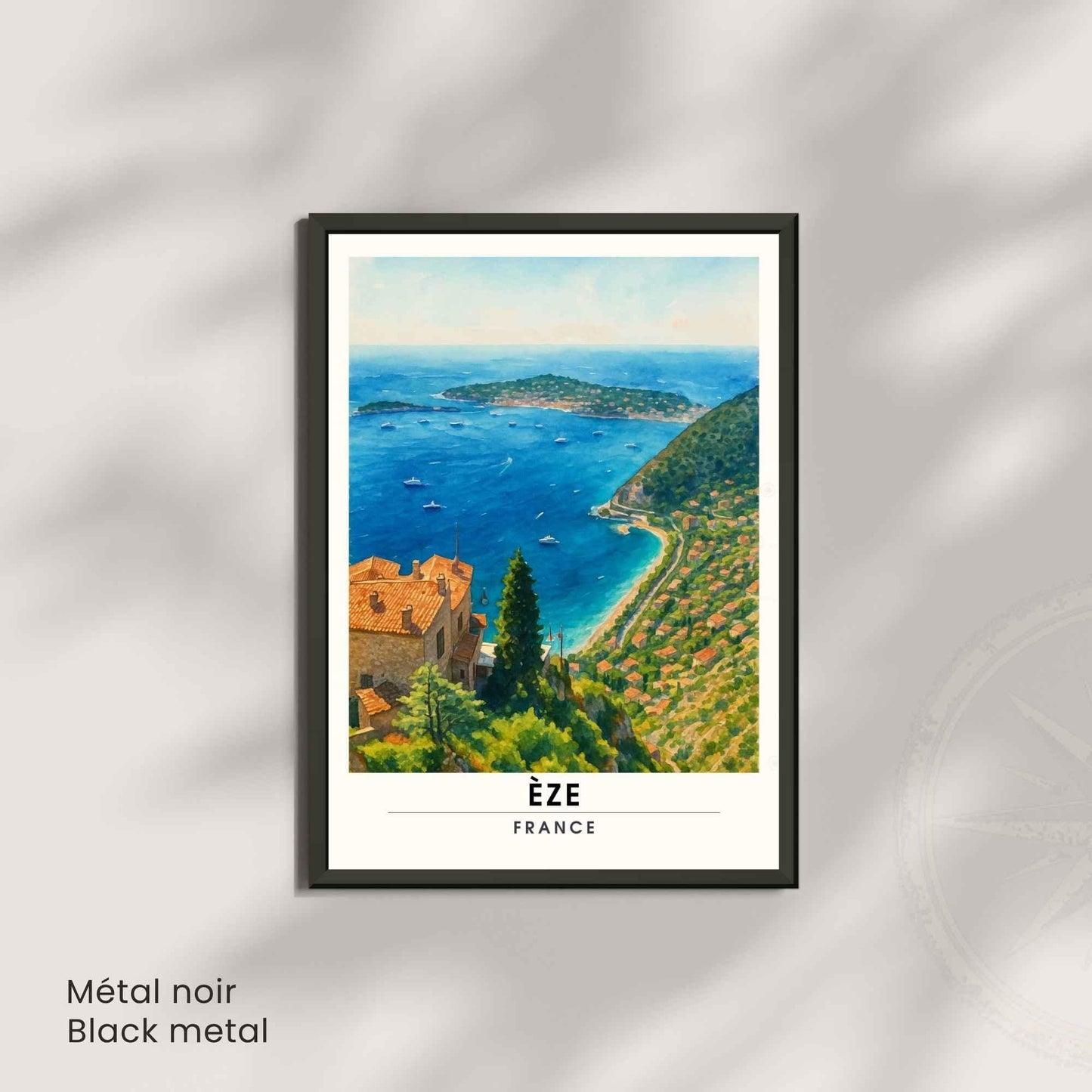 Affiche Èze France – Vue panoramique sur la Méditerranée