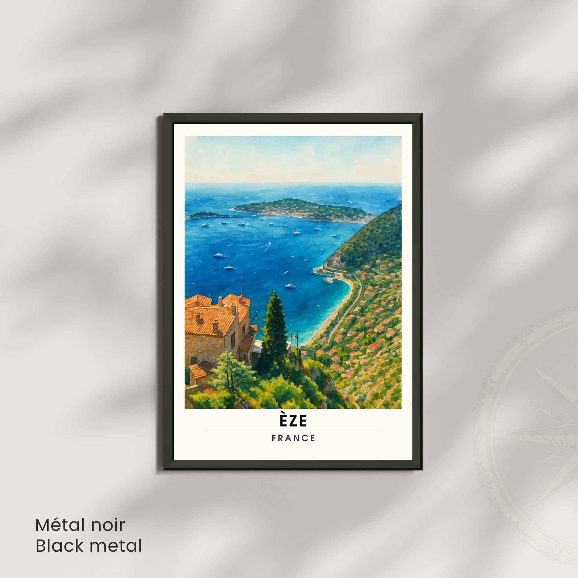 Affiche Èze France – Vue panoramique sur la Méditerranée