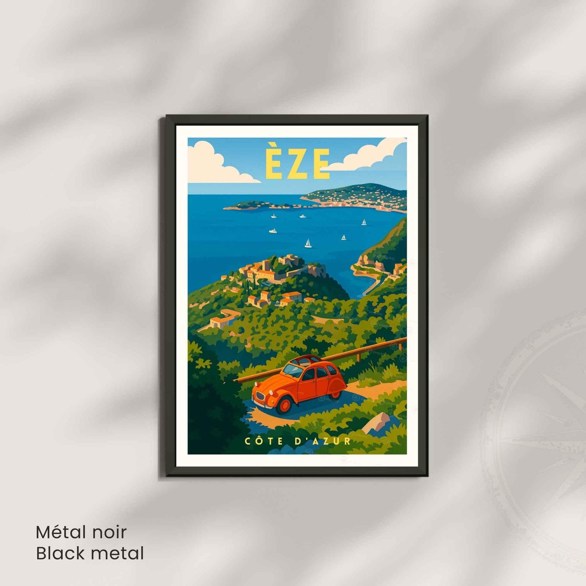 Affiche Èze Côte d’Azur – Vue panoramique sur la Méditerranée - Impression Èze