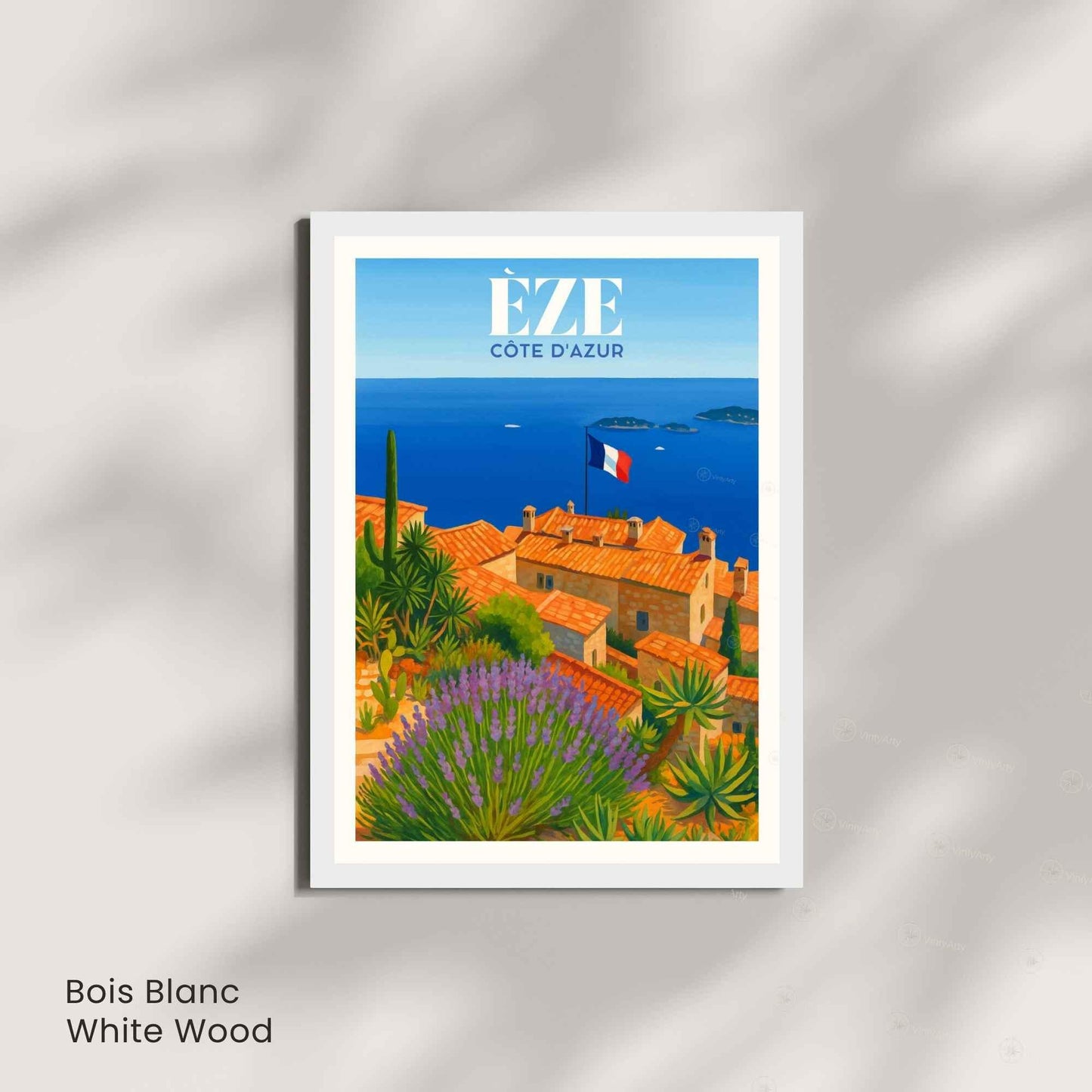 Affiche Èze, Côte d’Azur – Vue sur les toits et la Méditerranée - Affiche Côte d’Azur