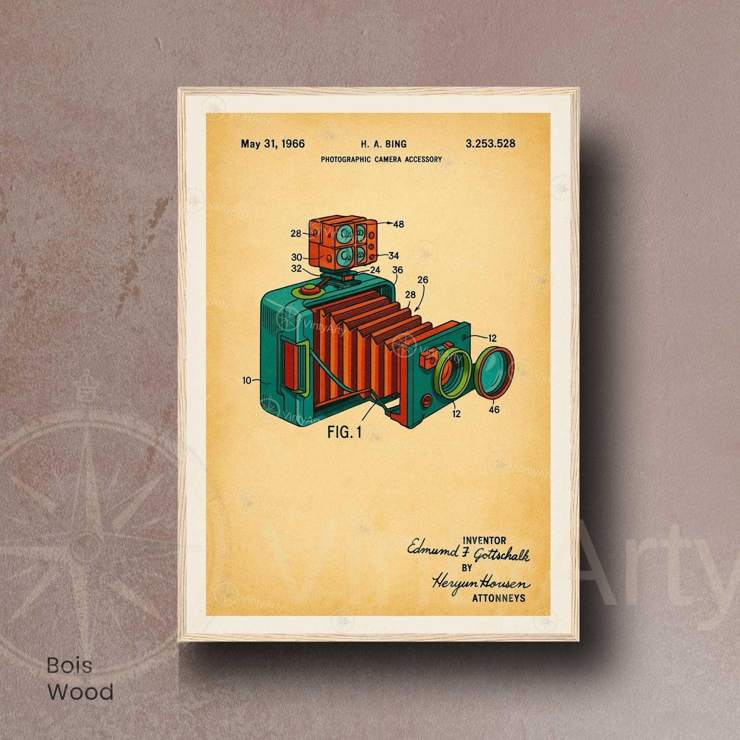 Affiche Vintage Appareil Photo – Brevet Photographique 1938 | Poster Rétro Photographie Industrielle