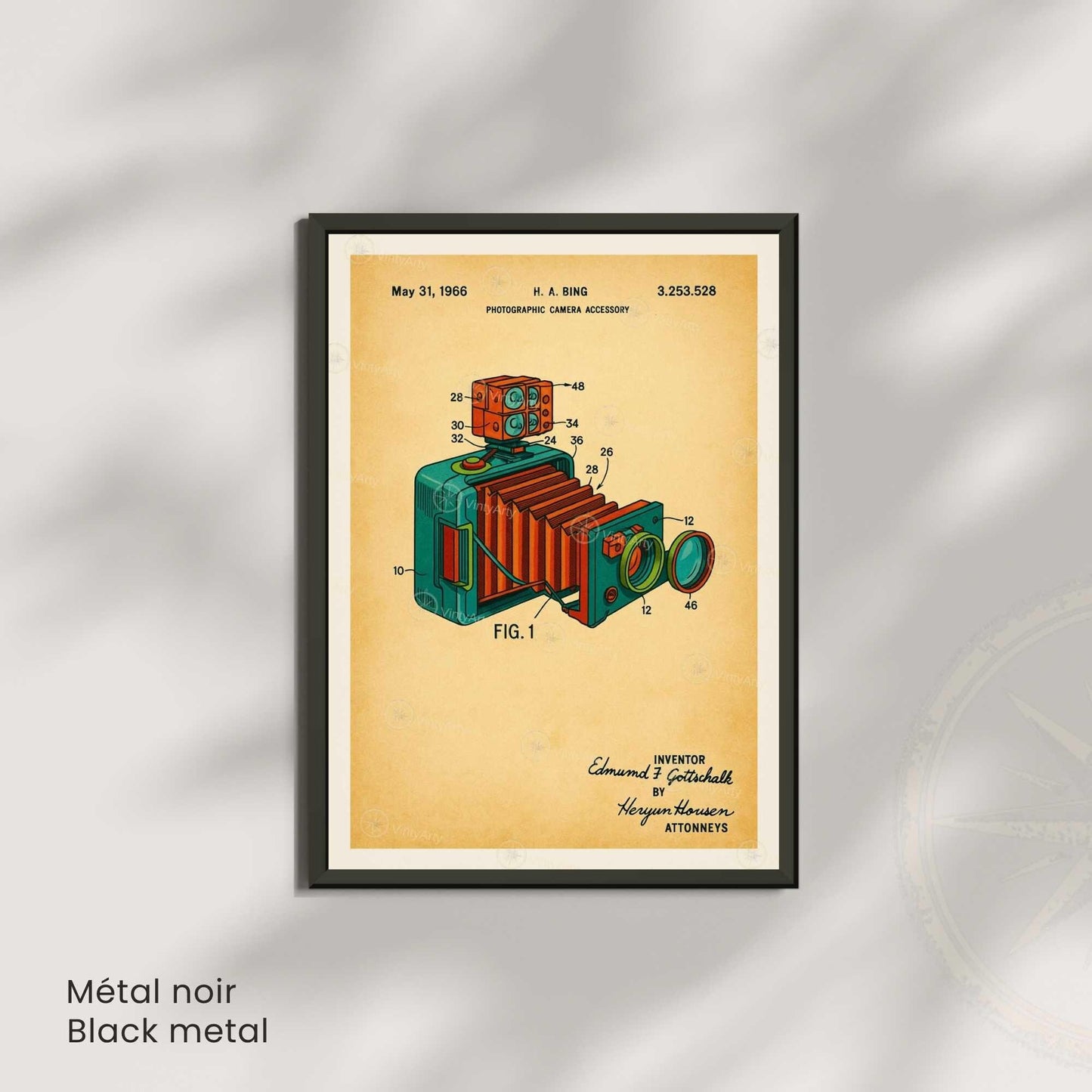 Affiche Vintage Appareil Photo – Brevet Photographique 1938 | Poster Rétro Photographie Industrielle