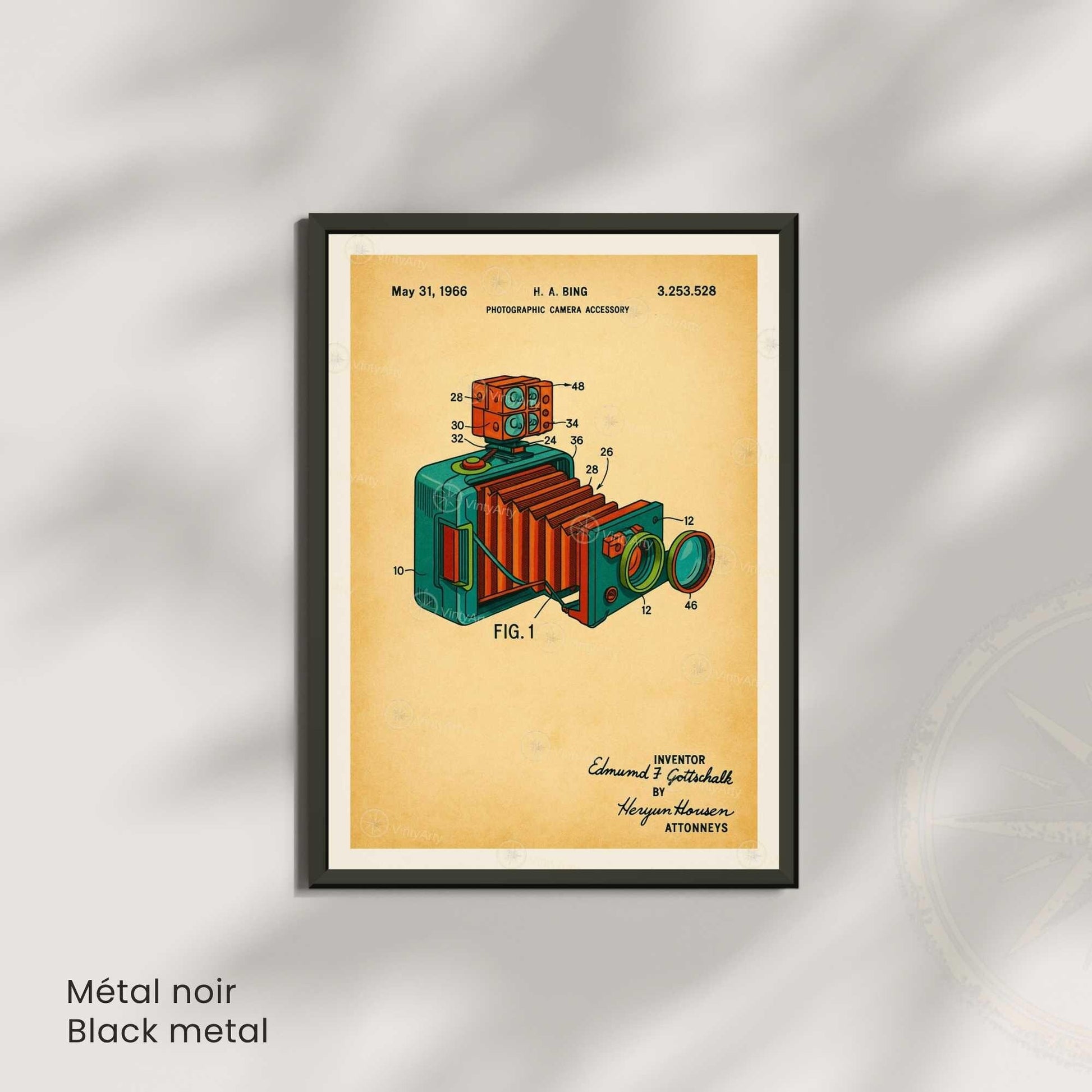 Affiche Vintage Appareil Photo – Brevet Photographique 1938 | Poster Rétro Photographie Industrielle