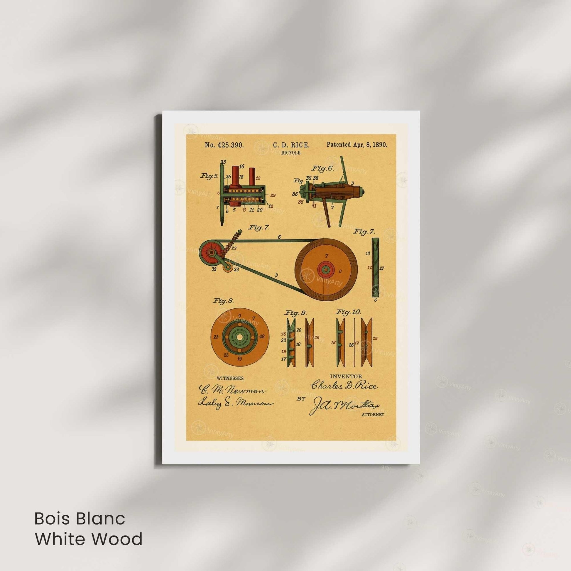 Affiche Brevet Vélo Vintage – Schémas Techniques 1890 | Poster Industriel & Mécanique Rétro