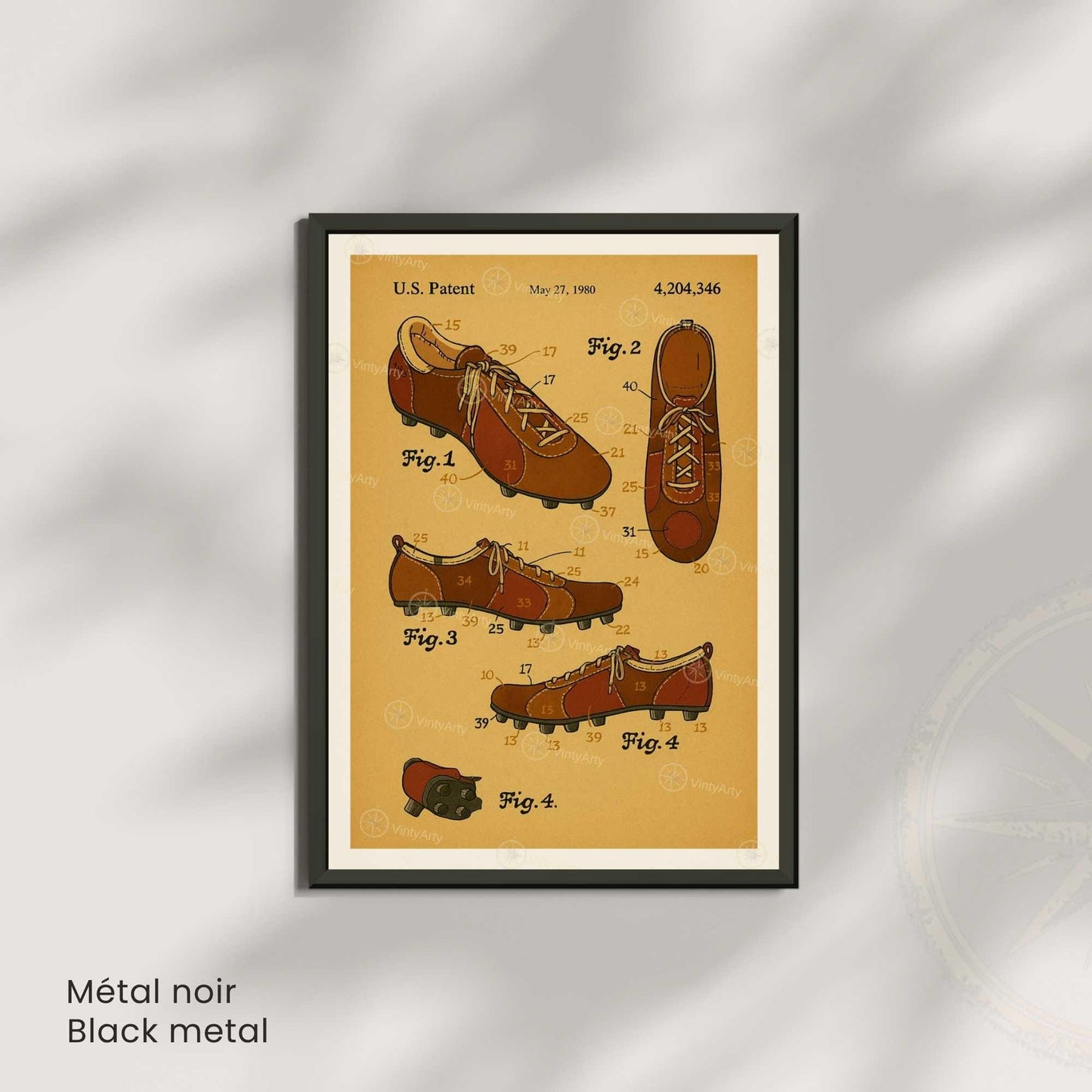 Affiche Brevet Chaussures de Sport Vintage – Poster Technique 1980 | Art Industriel & Design Sportif