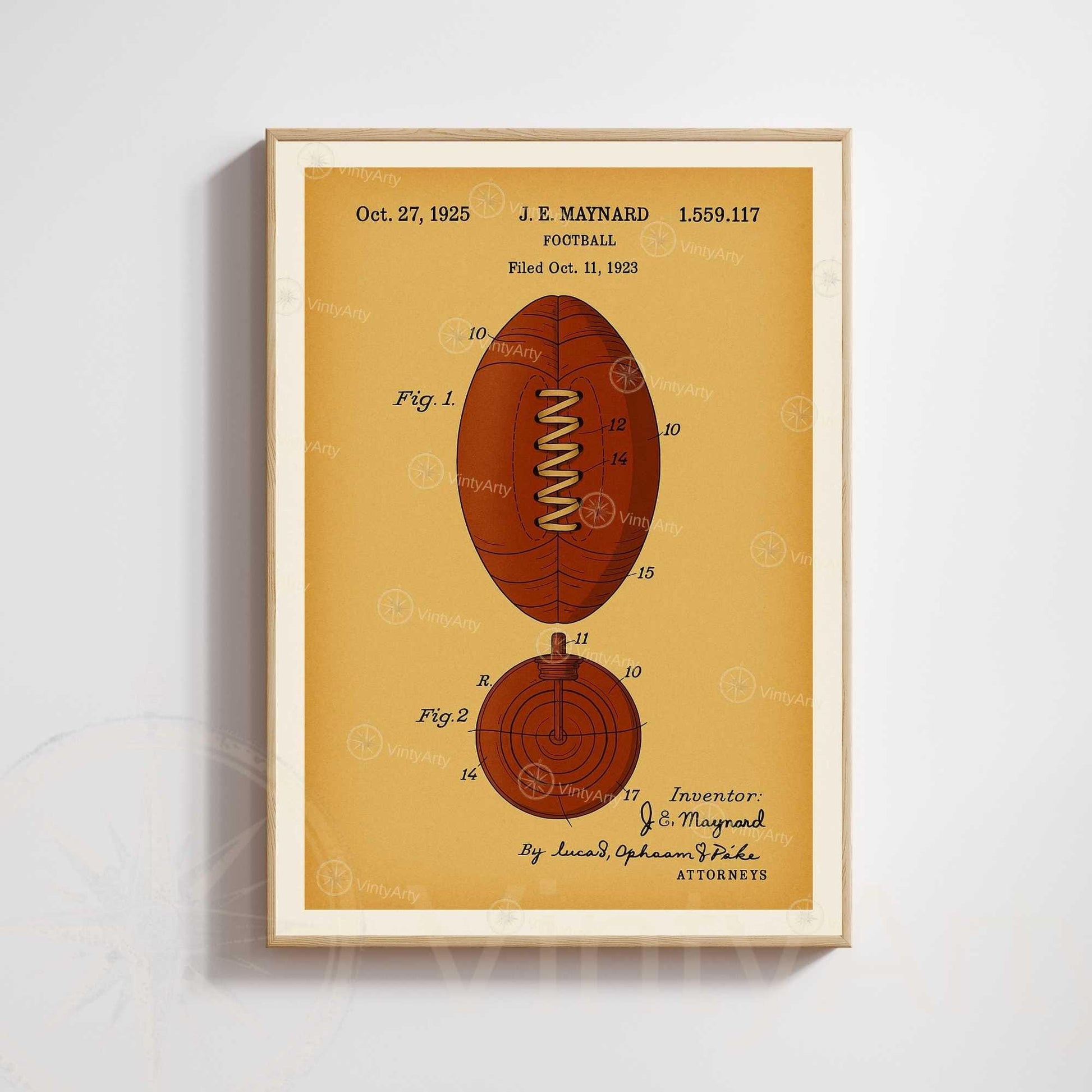 Affiche Brevet Ballon de Football Vintage – Poster Sportif 1925 | Décoration Industrielle & Design Rétro