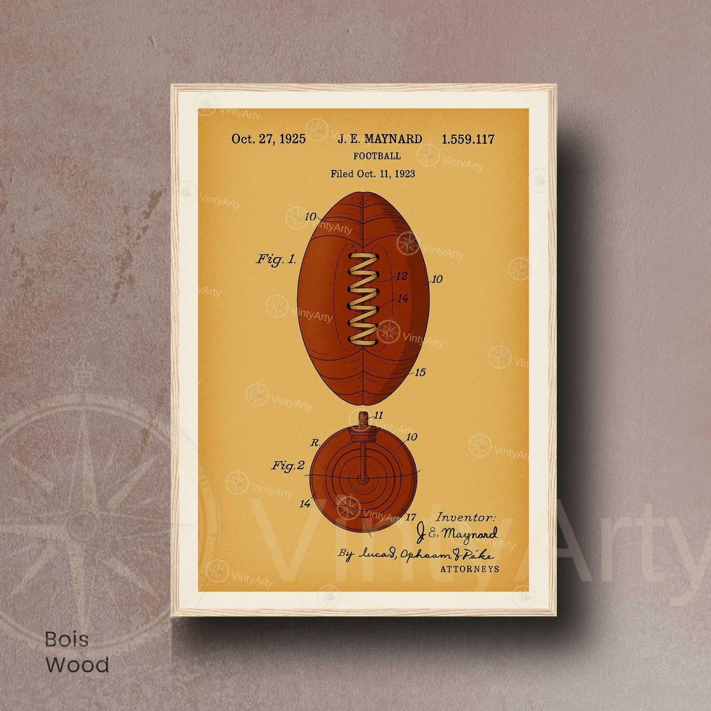 Affiche Brevet Ballon de Football Vintage – Poster Sportif 1925 | Décoration Industrielle & Design Rétro