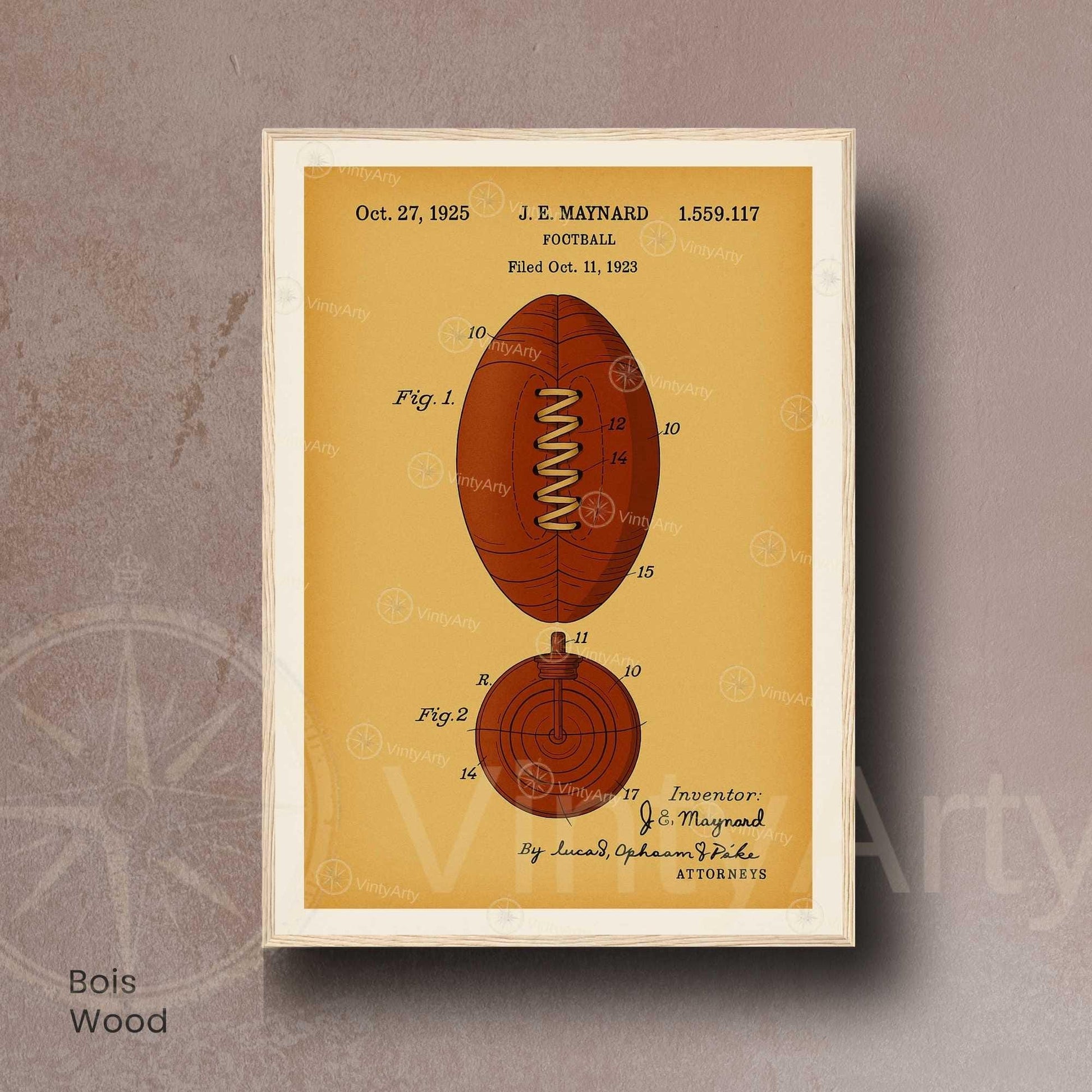 Affiche Brevet Ballon de Football Vintage – Poster Sportif 1925 | Décoration Industrielle & Design Rétro