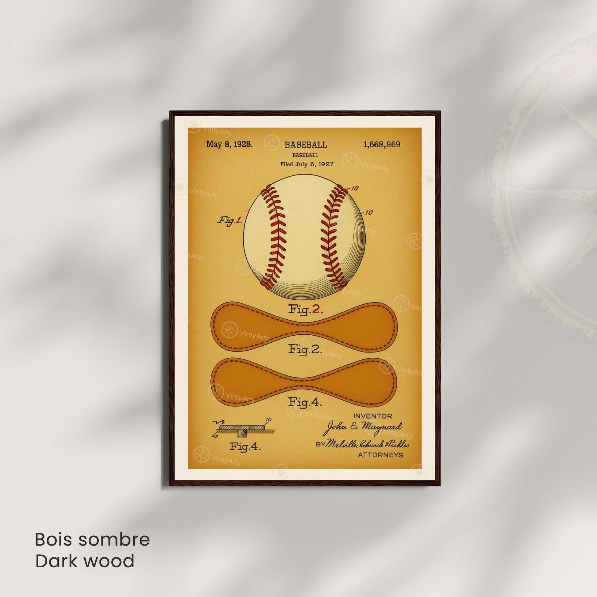 Affiche Brevet Balle de Baseball Vintage – Poster Sportif 1928 | Art Industriel & Décoration Rétro