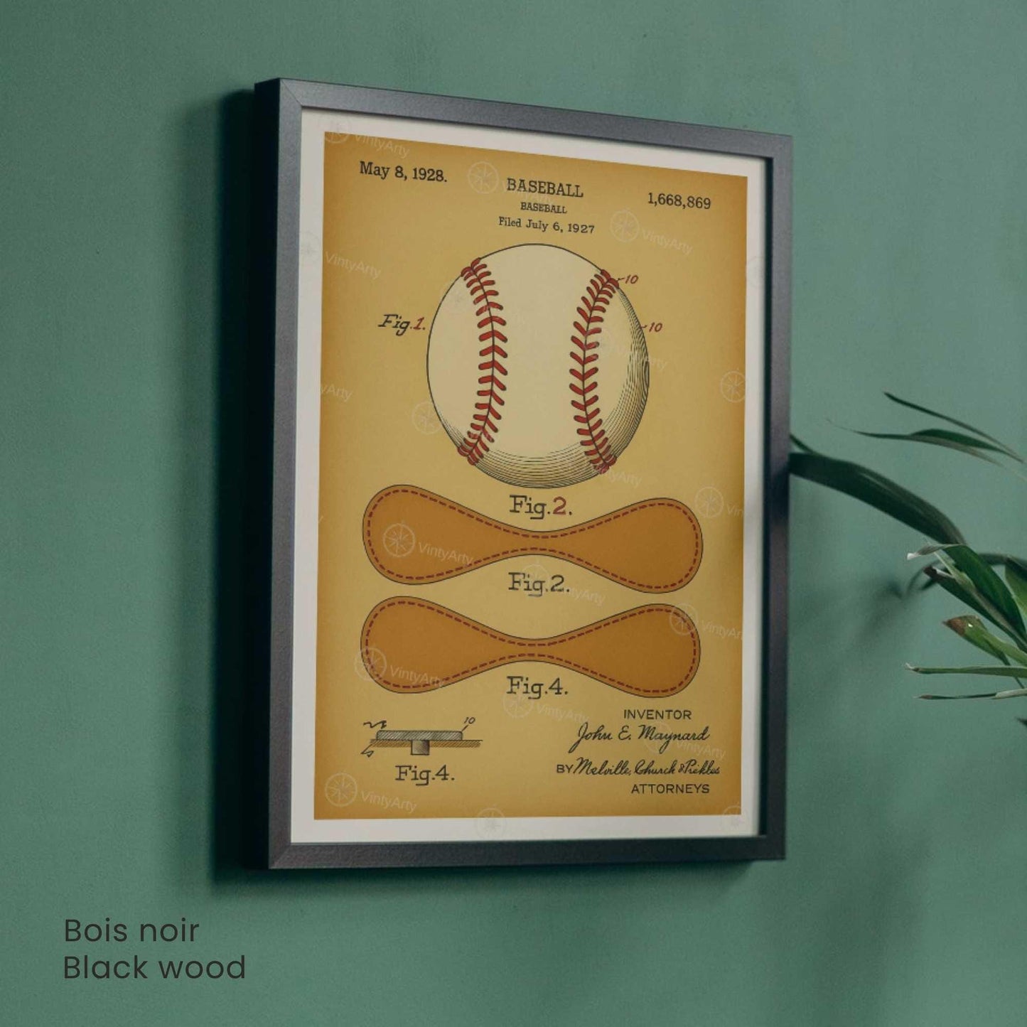 Affiche Brevet Balle de Baseball Vintage – Poster Sportif 1928 | Art Industriel & Décoration Rétro