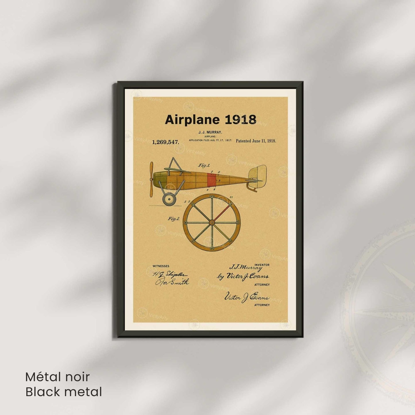 Affiche Brevet Avion Vintage – Poster Aéronautique 1918 | Art Industriel & Décoration Rétro
