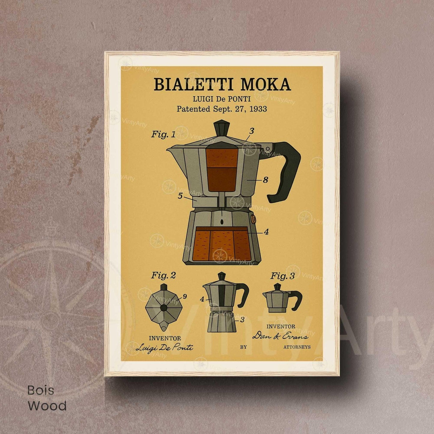 Affiche Brevet Cafetière Italienne – Poster Vintage Moka 1933 | Art Industriel & Design Café