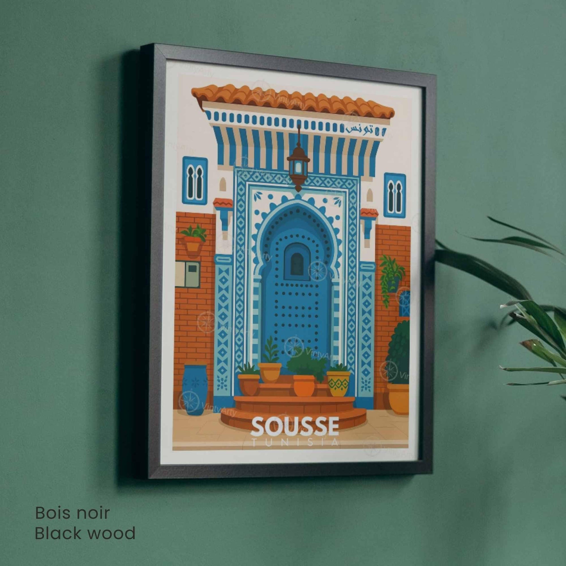 Affiche Sousse – Porte Bleue Tunisienne | Art Méditerranéen & Décoration Murale Tunisie