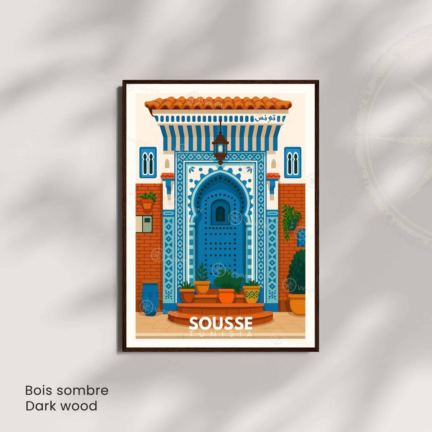 Affiche Sousse – Porte Bleue Tunisienne | Art Méditerranéen & Décoration Murale Tunisie