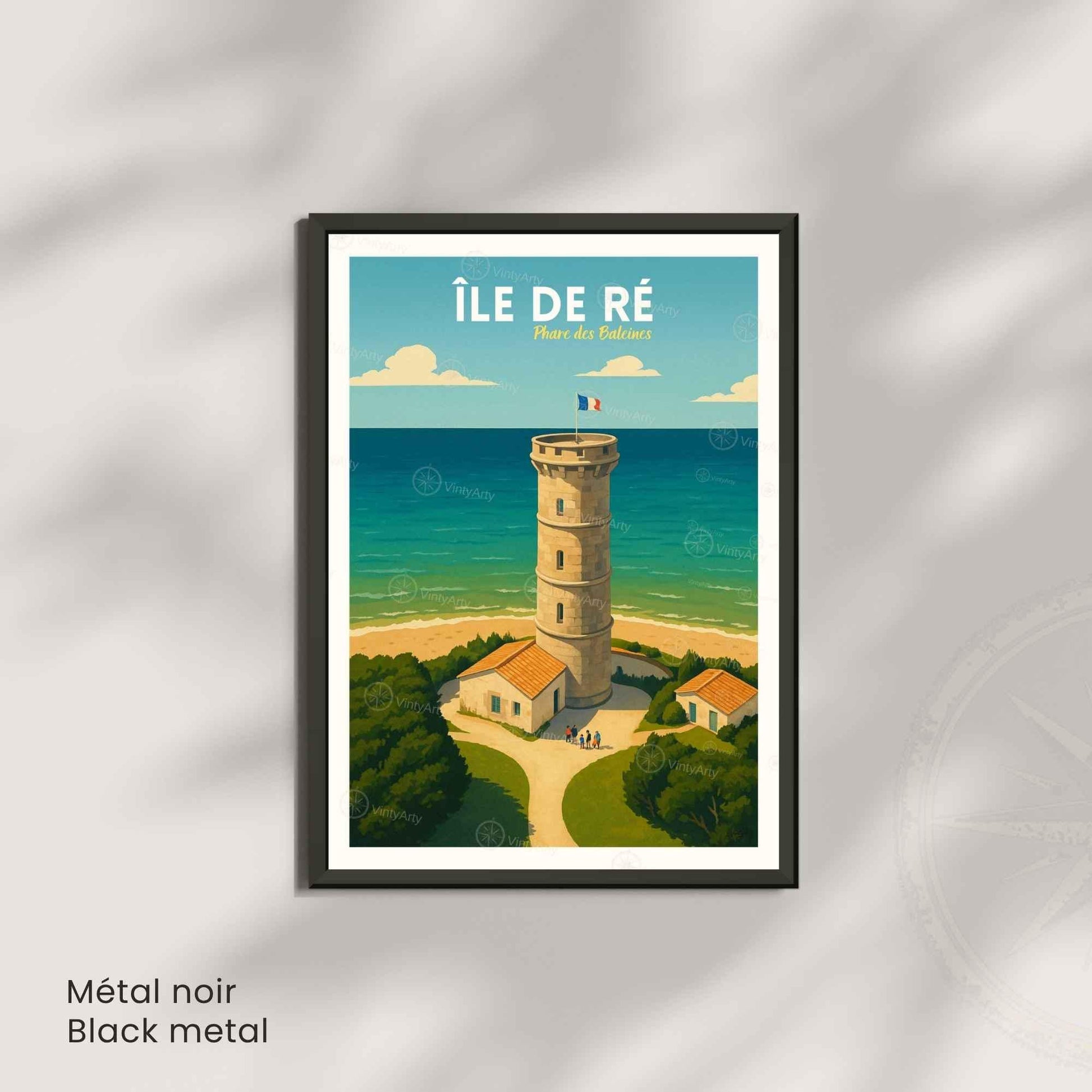 Affiche Île de Ré – Phare des Baleines | Affiche Vintage Charente-Maritime – Côte Atlantique