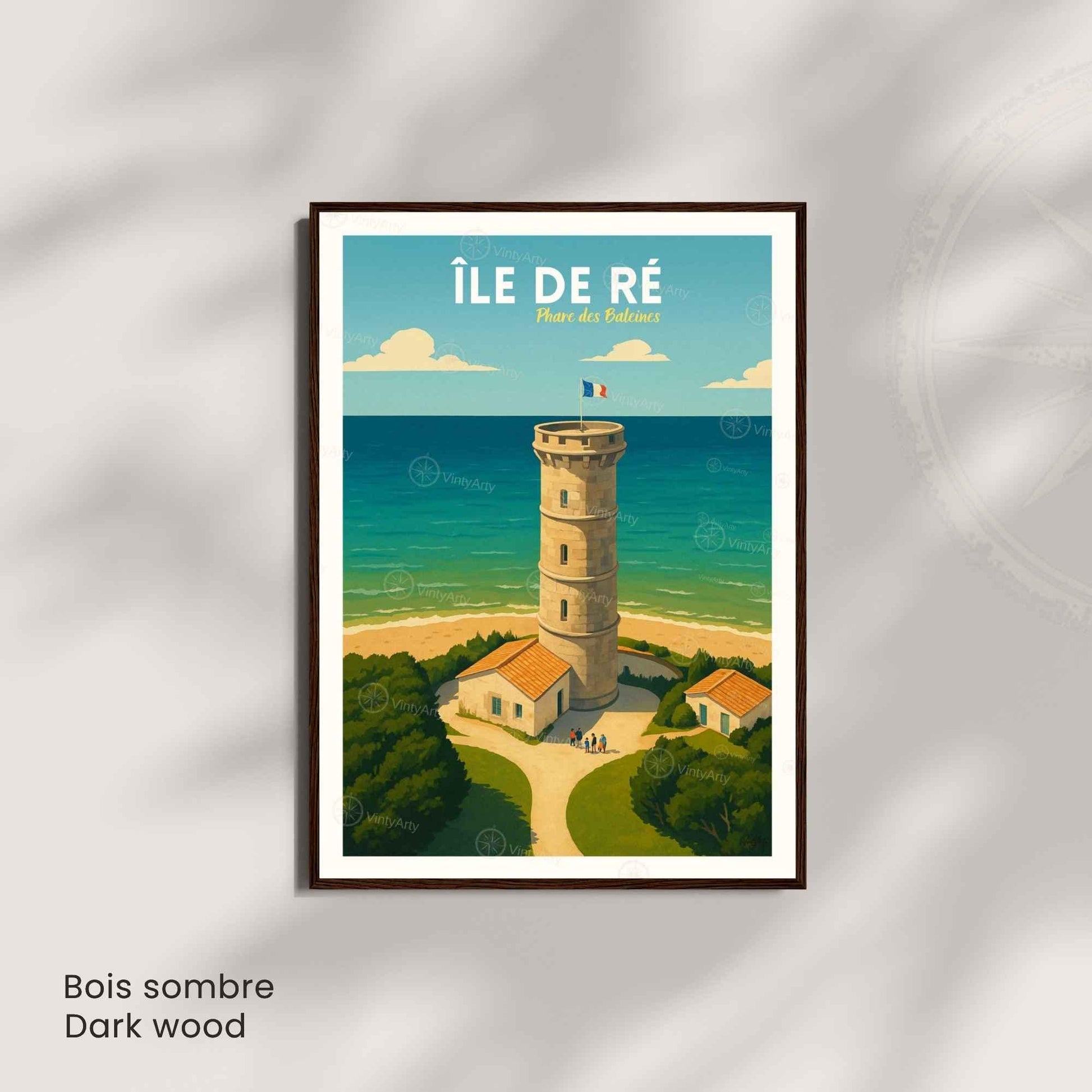Affiche Île de Ré – Phare des Baleines | Affiche Vintage Charente-Maritime – Côte Atlantique