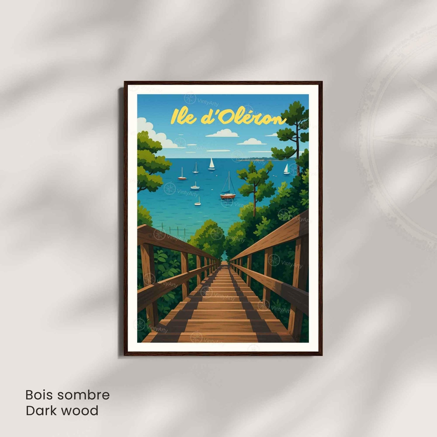 Affiche Île d’Oléron – Vue sur la mer et les voiliers | Affiche Vintage Côte Atlantique – France