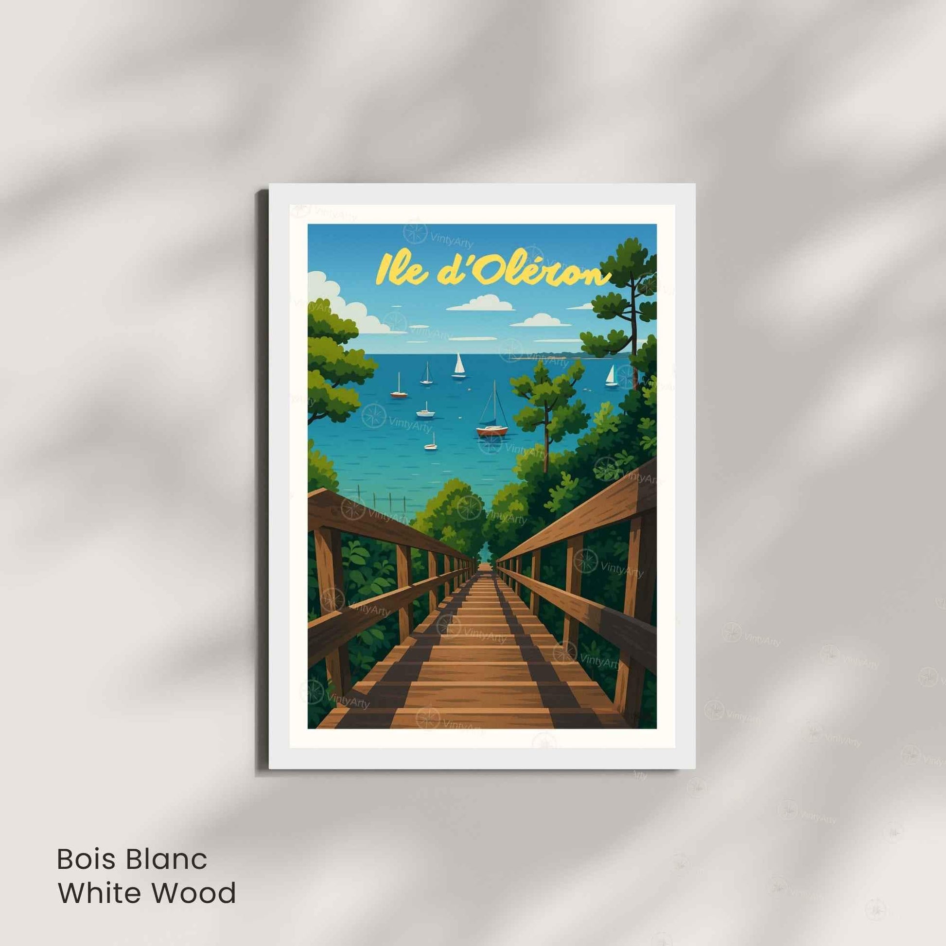 Affiche Île d’Oléron – Vue sur la mer et les voiliers | Affiche Vintage Côte Atlantique – France