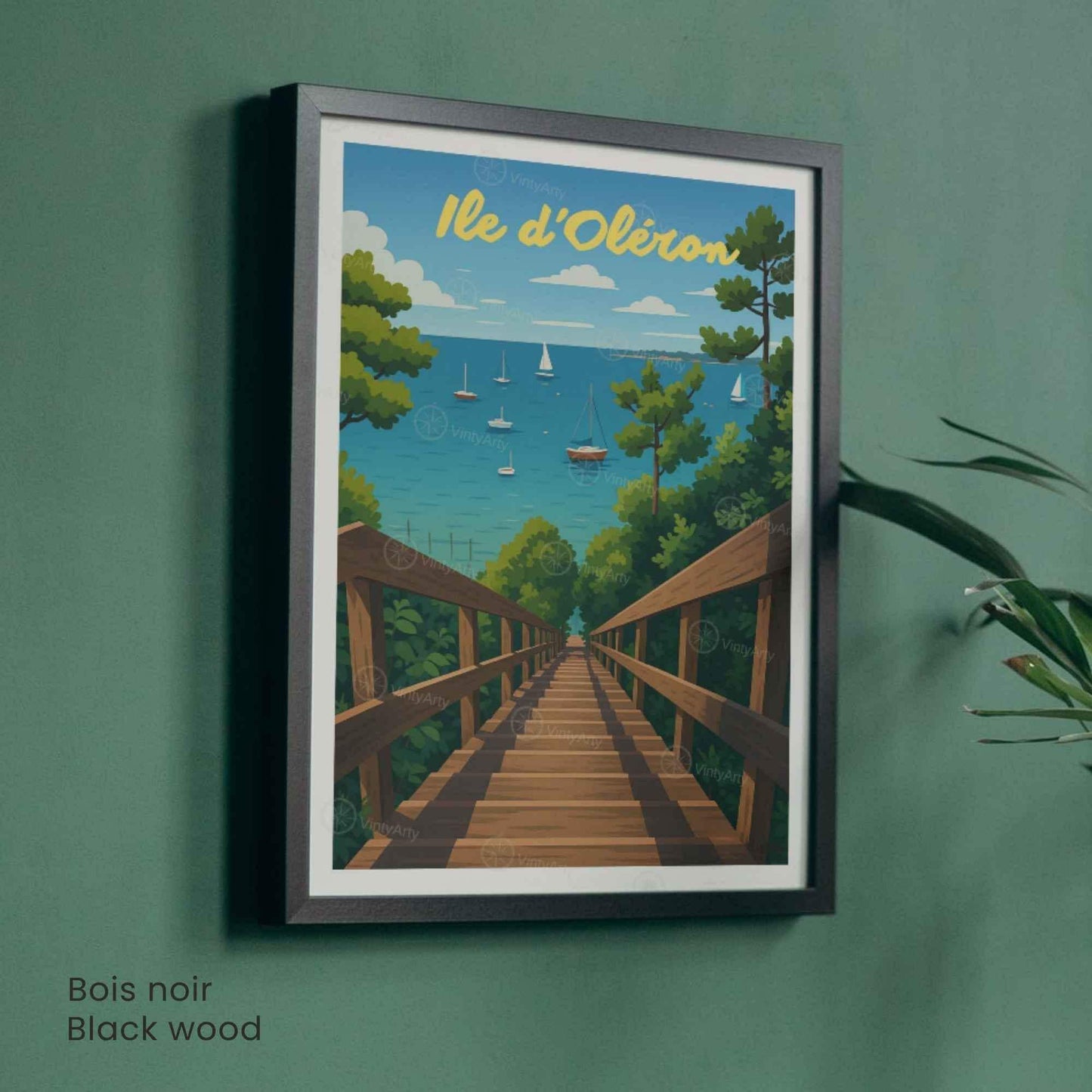 Affiche Île d’Oléron – Vue sur la mer et les voiliers | Affiche Vintage Côte Atlantique – France