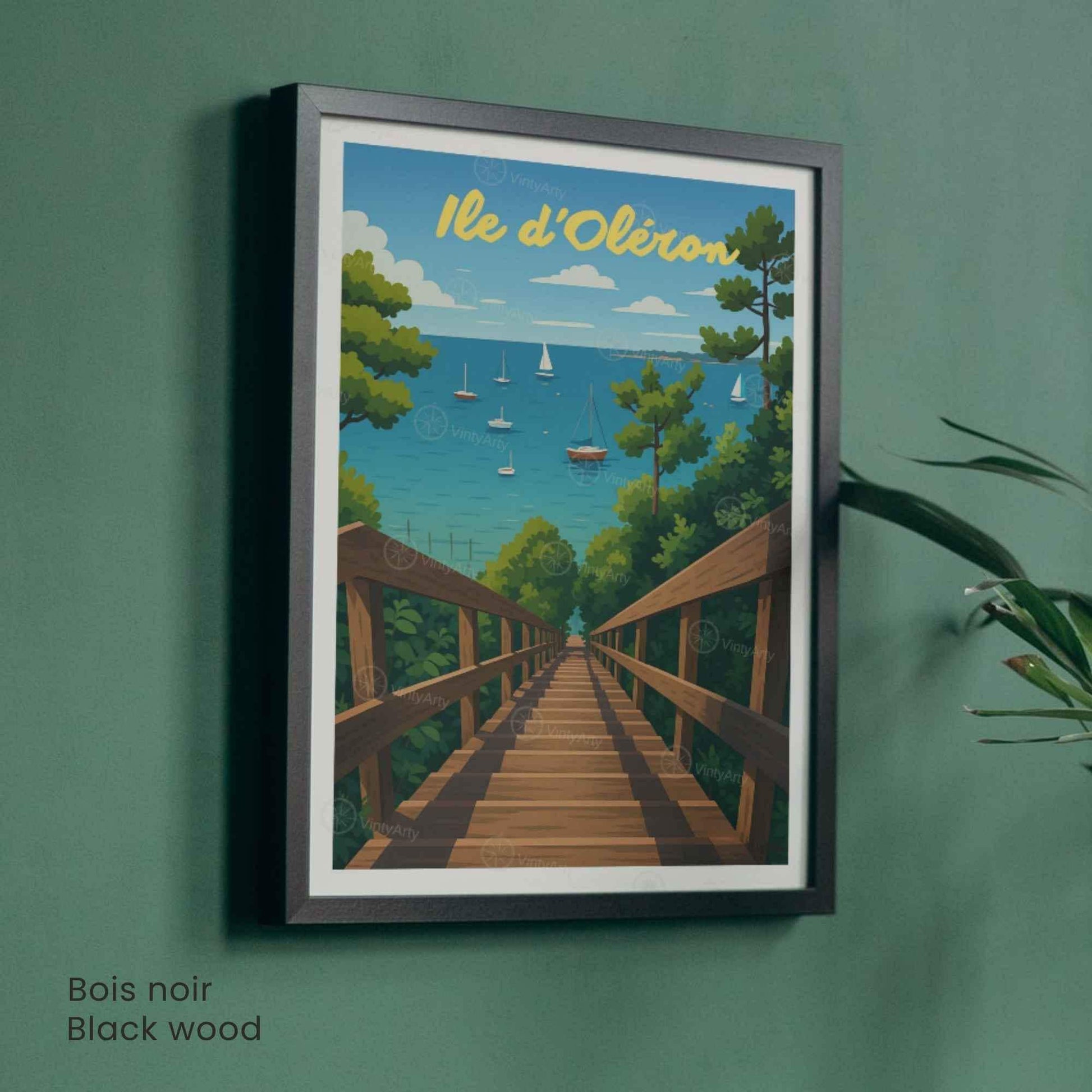 Affiche Île d’Oléron – Vue sur la mer et les voiliers | Affiche Vintage Côte Atlantique – France