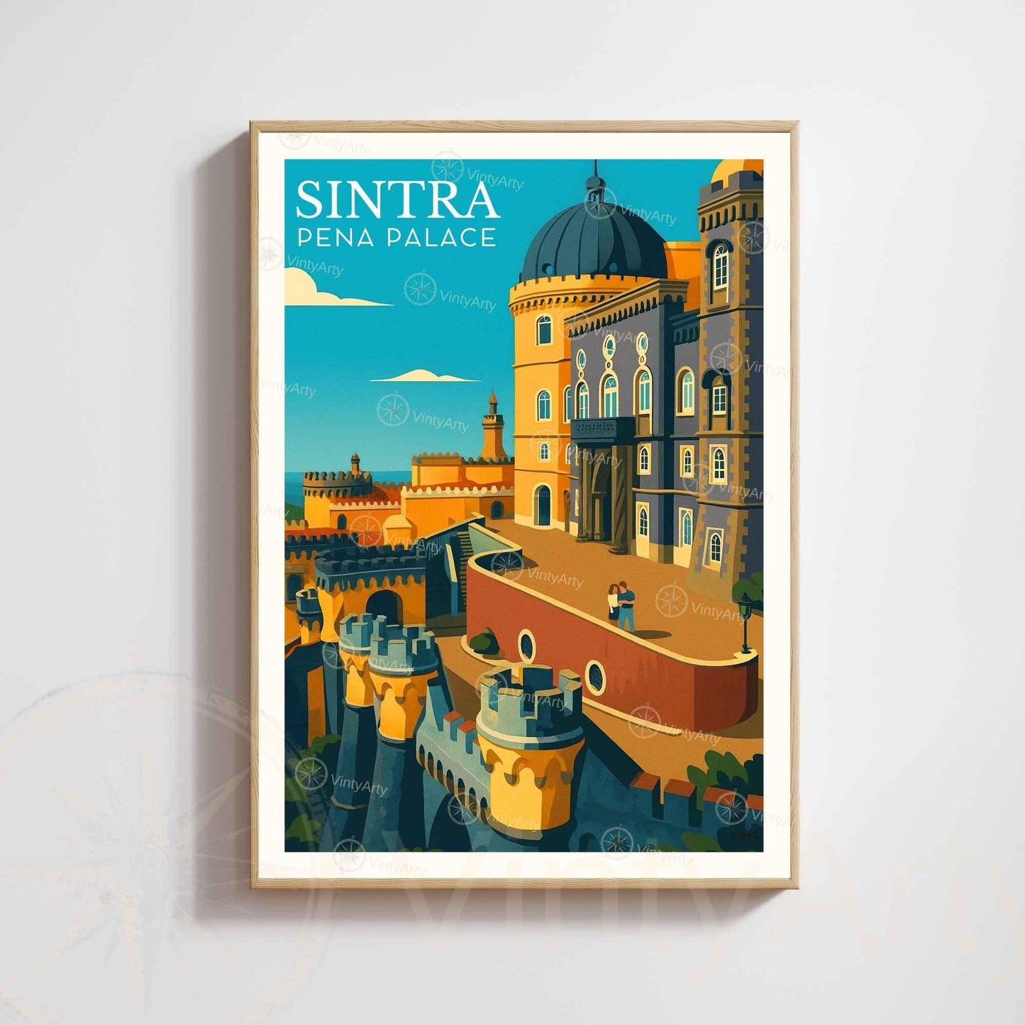 Affiche Sintra Portugal – Palais de Pena | Affiche de Voyage Vintage & Architecture Colorée