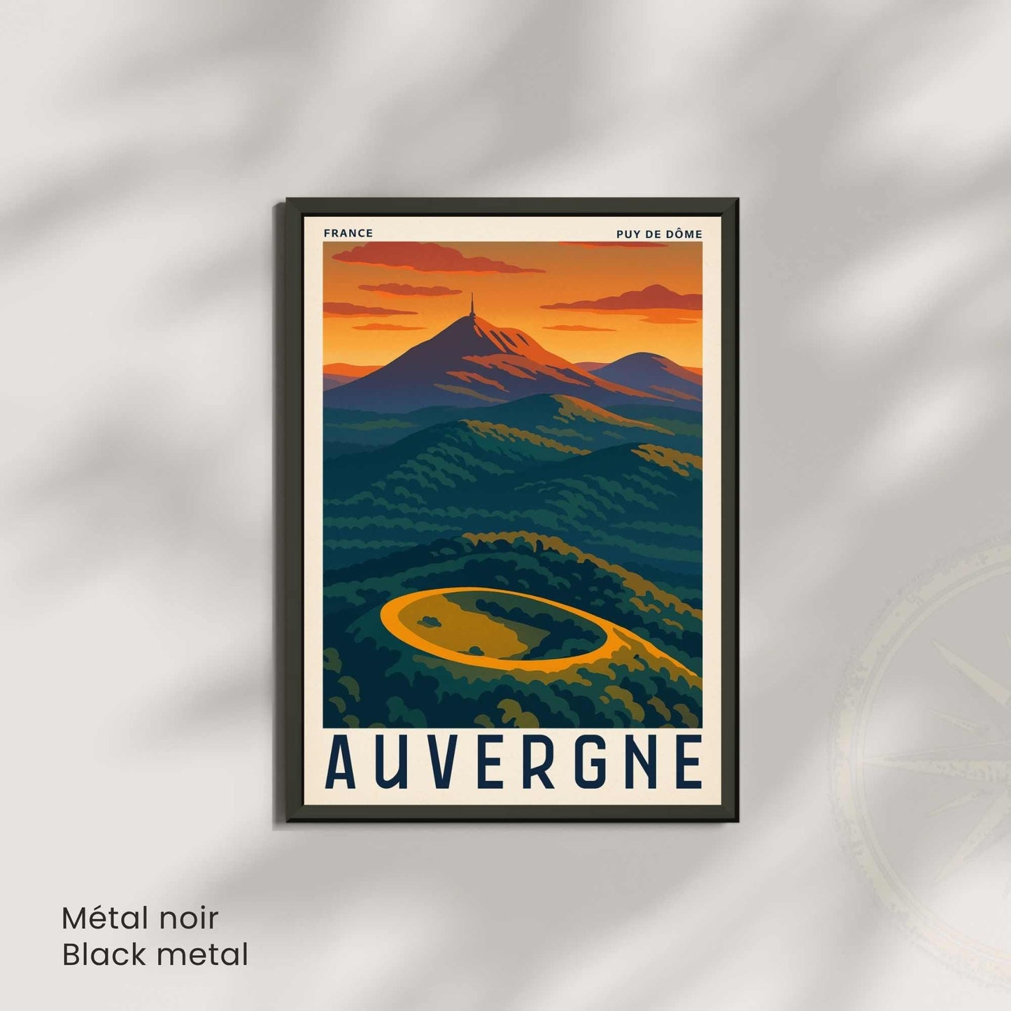 Affiche Auvergne – Puy de Dôme | Affiche Vintage France | Illustration Montagne