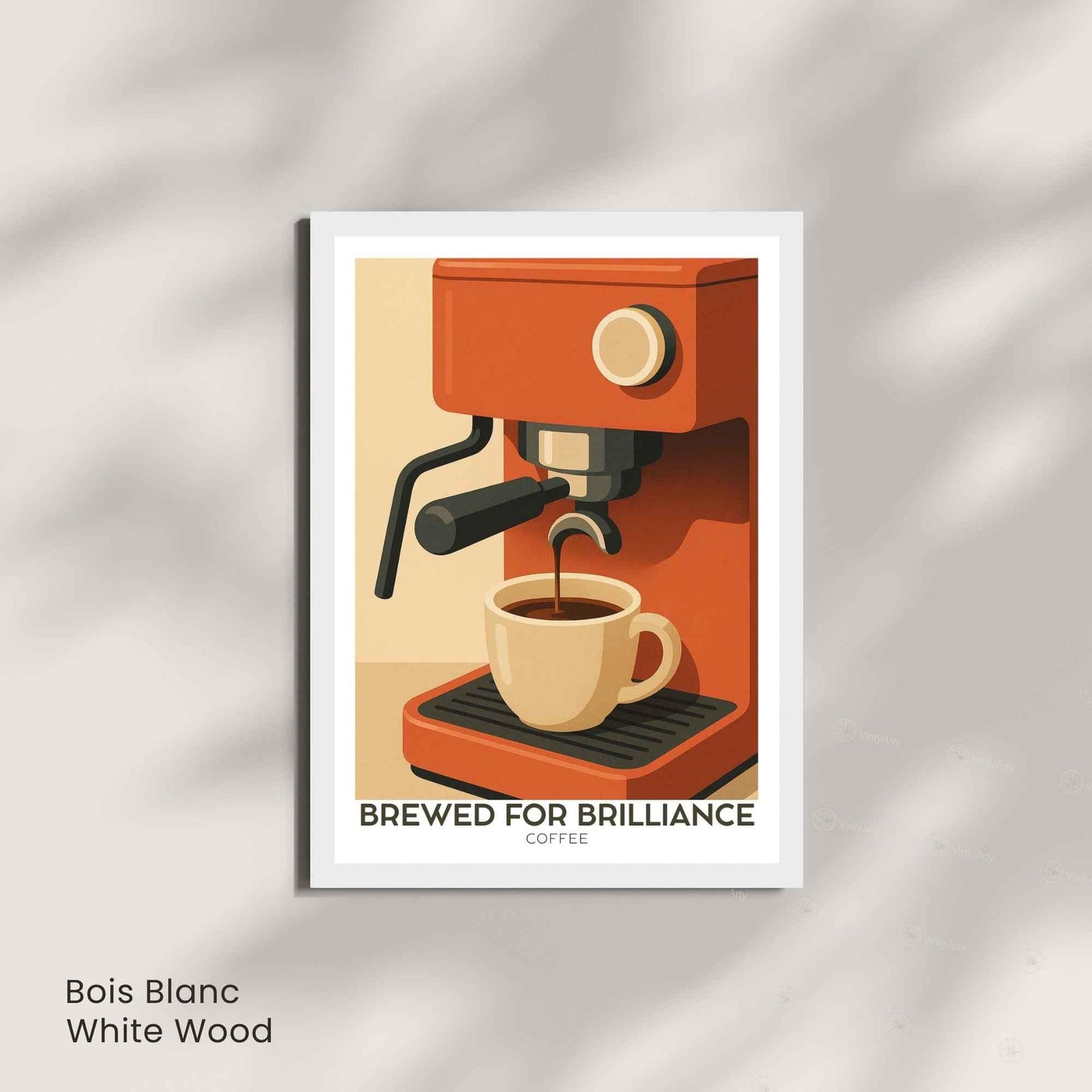 Affiche Café – Brewed for Brilliance | Illustration Machine à Café Vintage Moderne