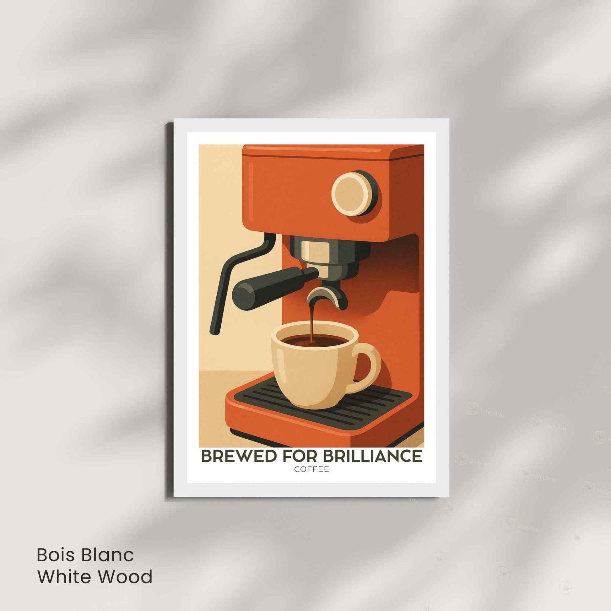 Affiche Café – Brewed for Brilliance | Illustration Machine à Café Vintage Moderne