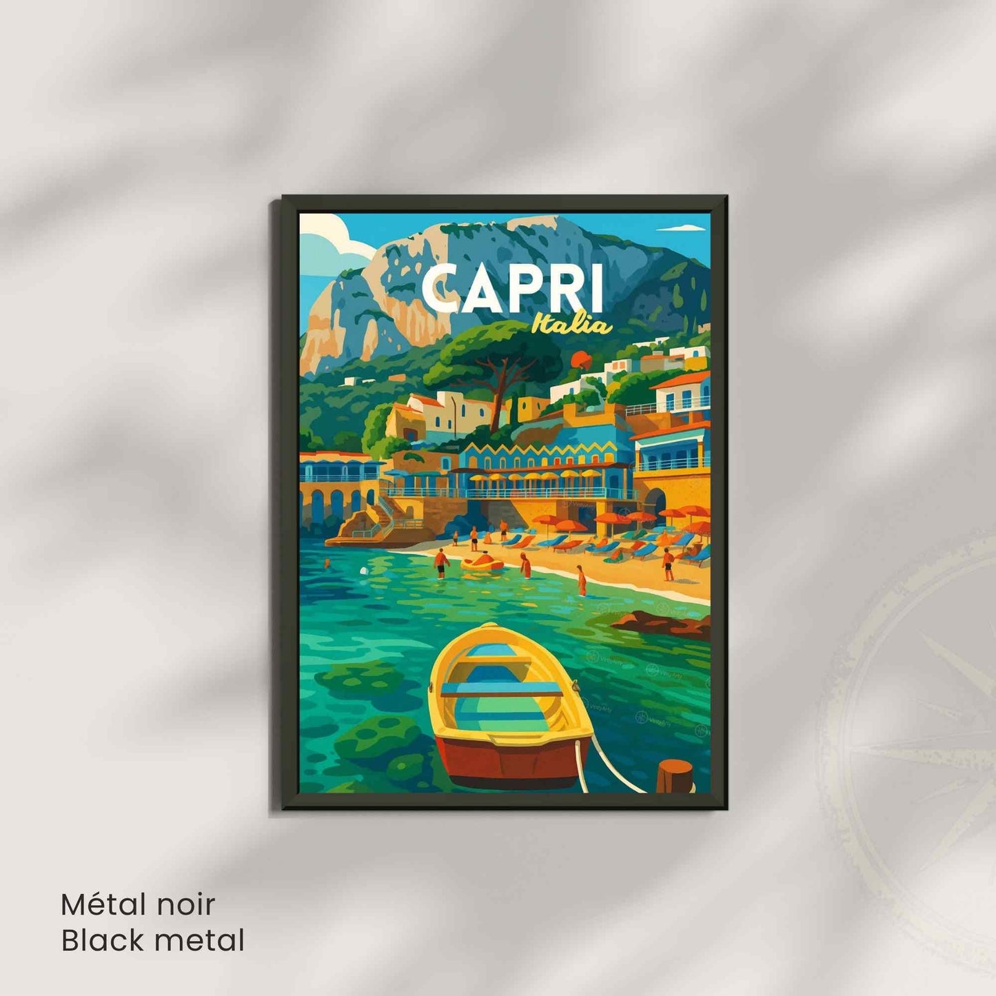 Affiche Capri – Italie | Poster Côte Amalfitaine | Illustration graphique Méditerranée vintage