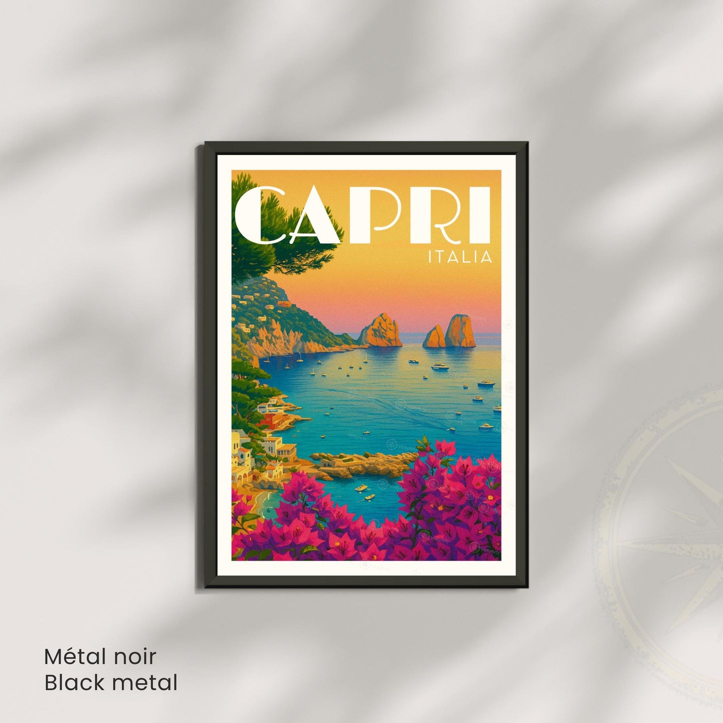 Affiche Capri – Italie | Poster Vintage Méditerranéen | Illustration Côte Amalfitaine