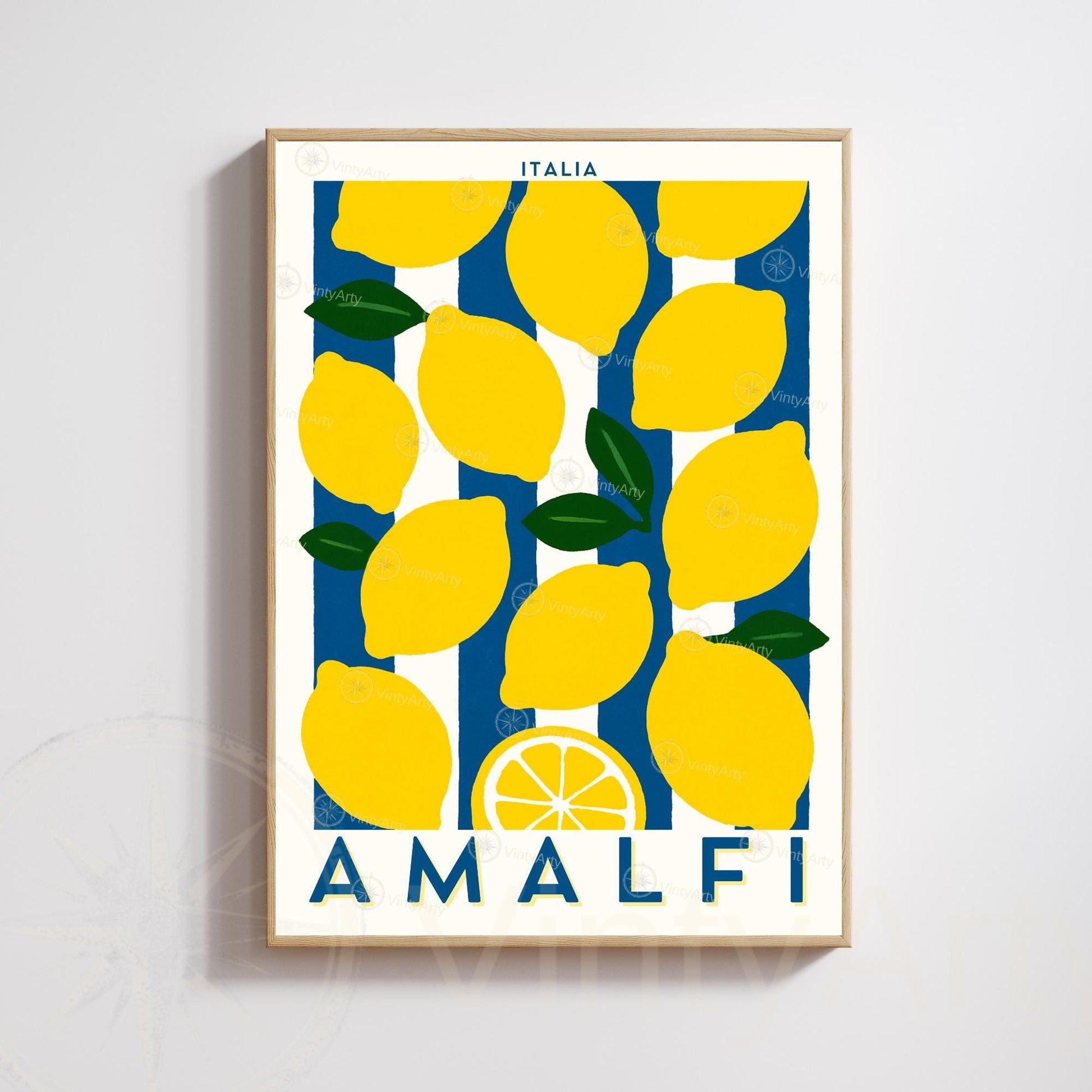 Affiche Amalfi – Poster Citrons Italie – Illustration Graphique Méditerranéenne Vintage - Citron d'Amalfi