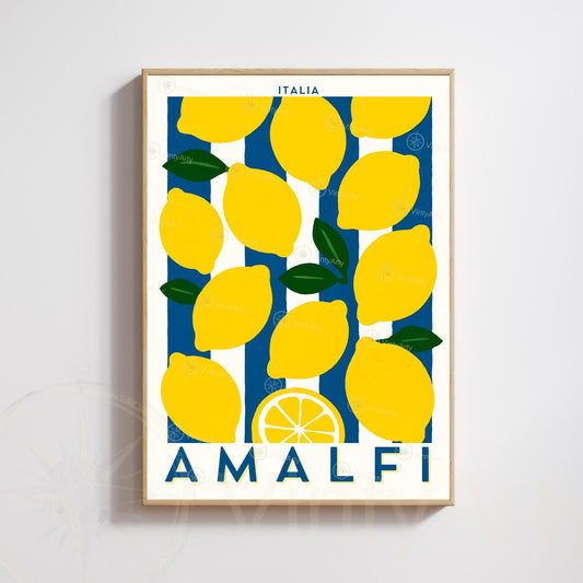 Affiche Amalfi – Poster Citrons Italie – Illustration Graphique Méditerranéenne Vintage - Citron d'Amalfi