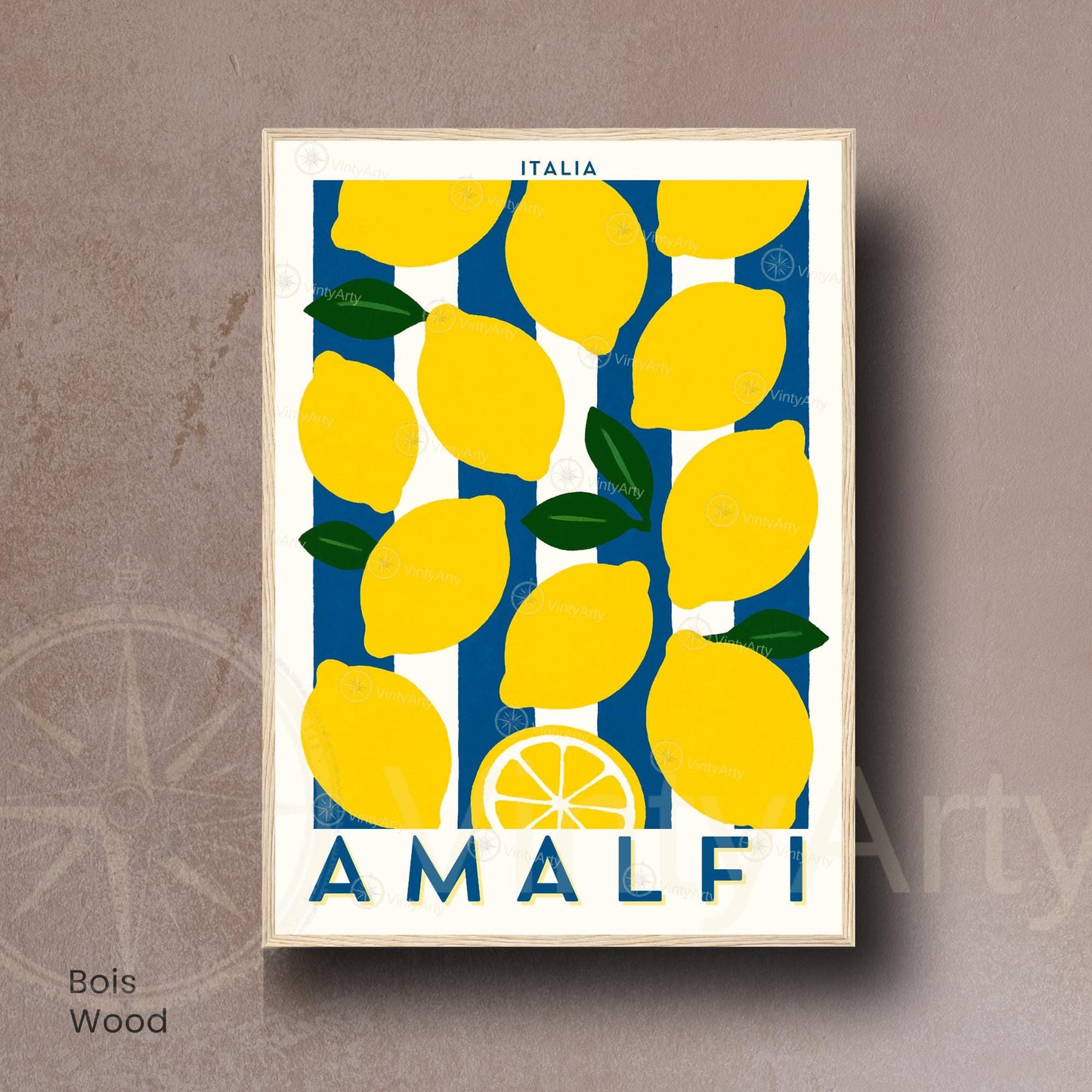 Affiche Amalfi – Poster Citrons Italie – Illustration Graphique Méditerranéenne Vintage - Citron d'Amalfi