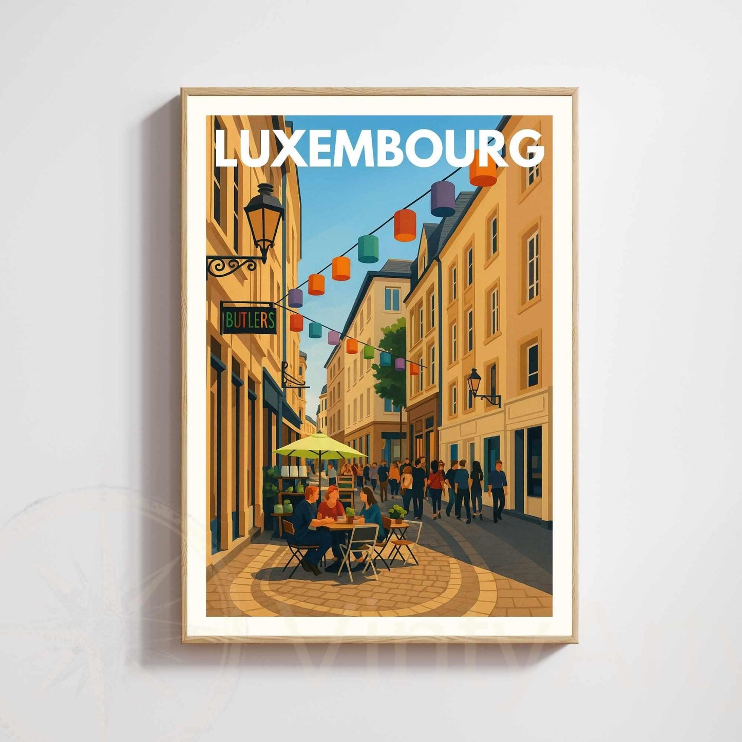 Affiche Luxembourg Ville – Rue animée du centre historique