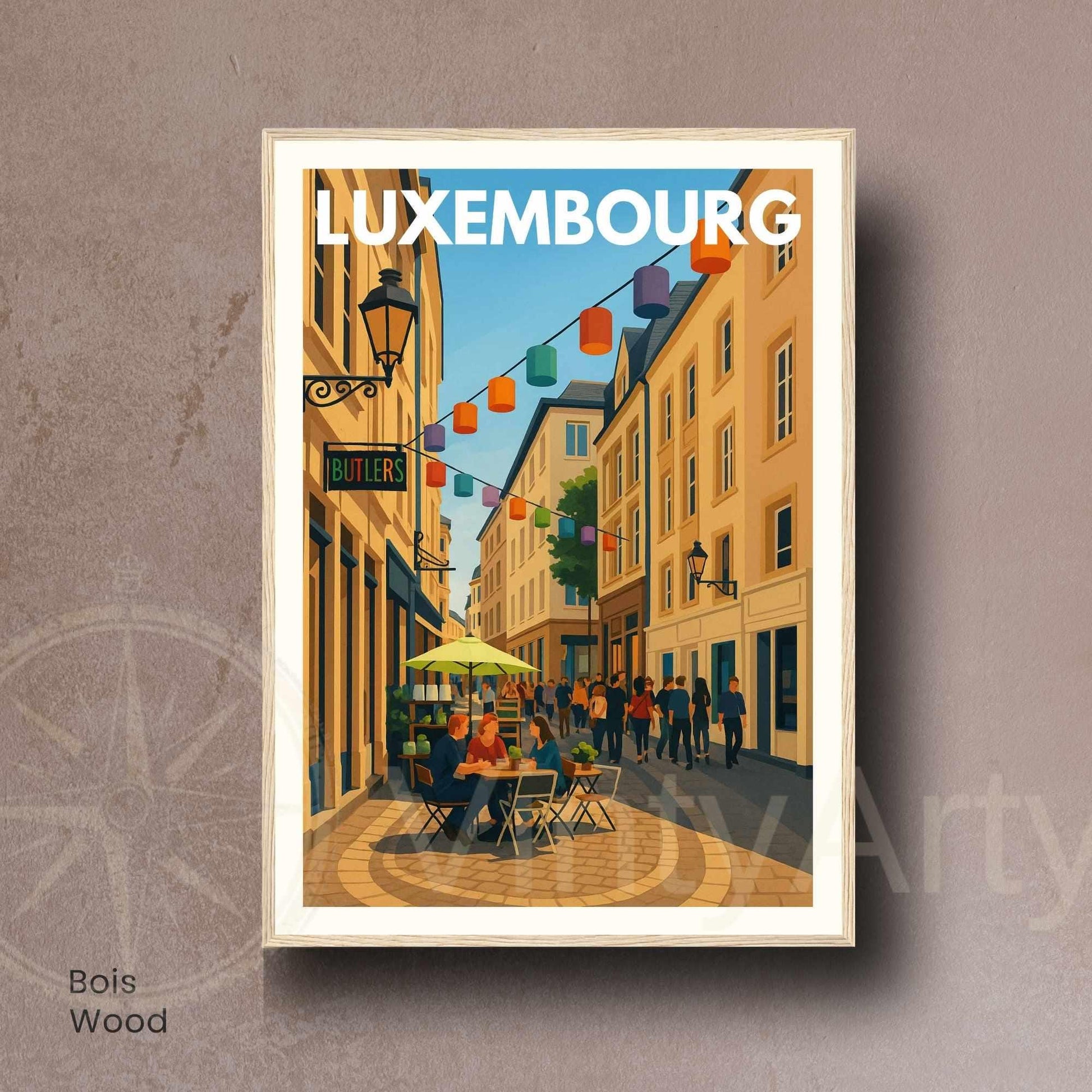 Affiche Luxembourg Ville – Rue animée du centre historique