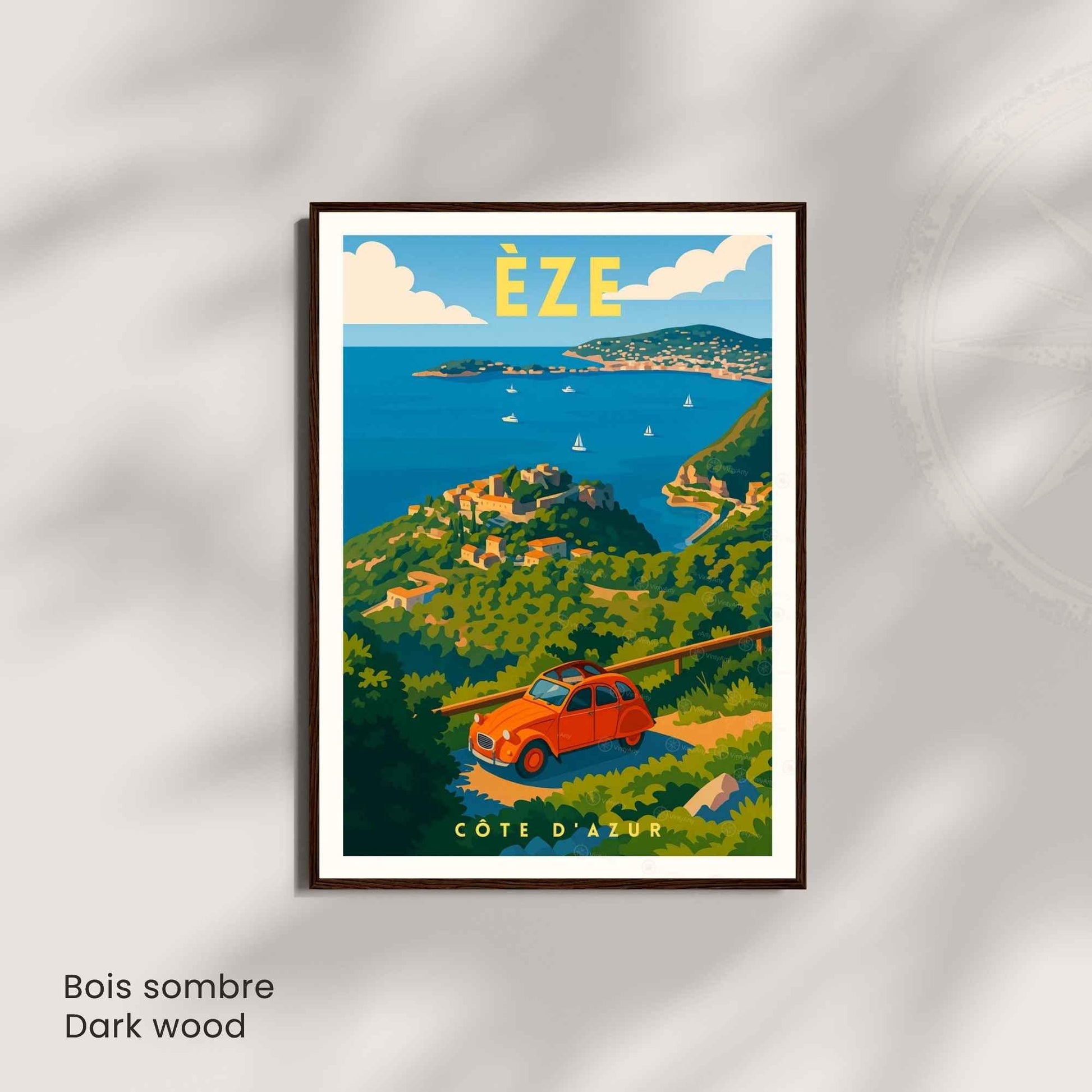 Affiche Èze Côte d’Azur – Vue panoramique sur la Méditerranée - Impression Èze